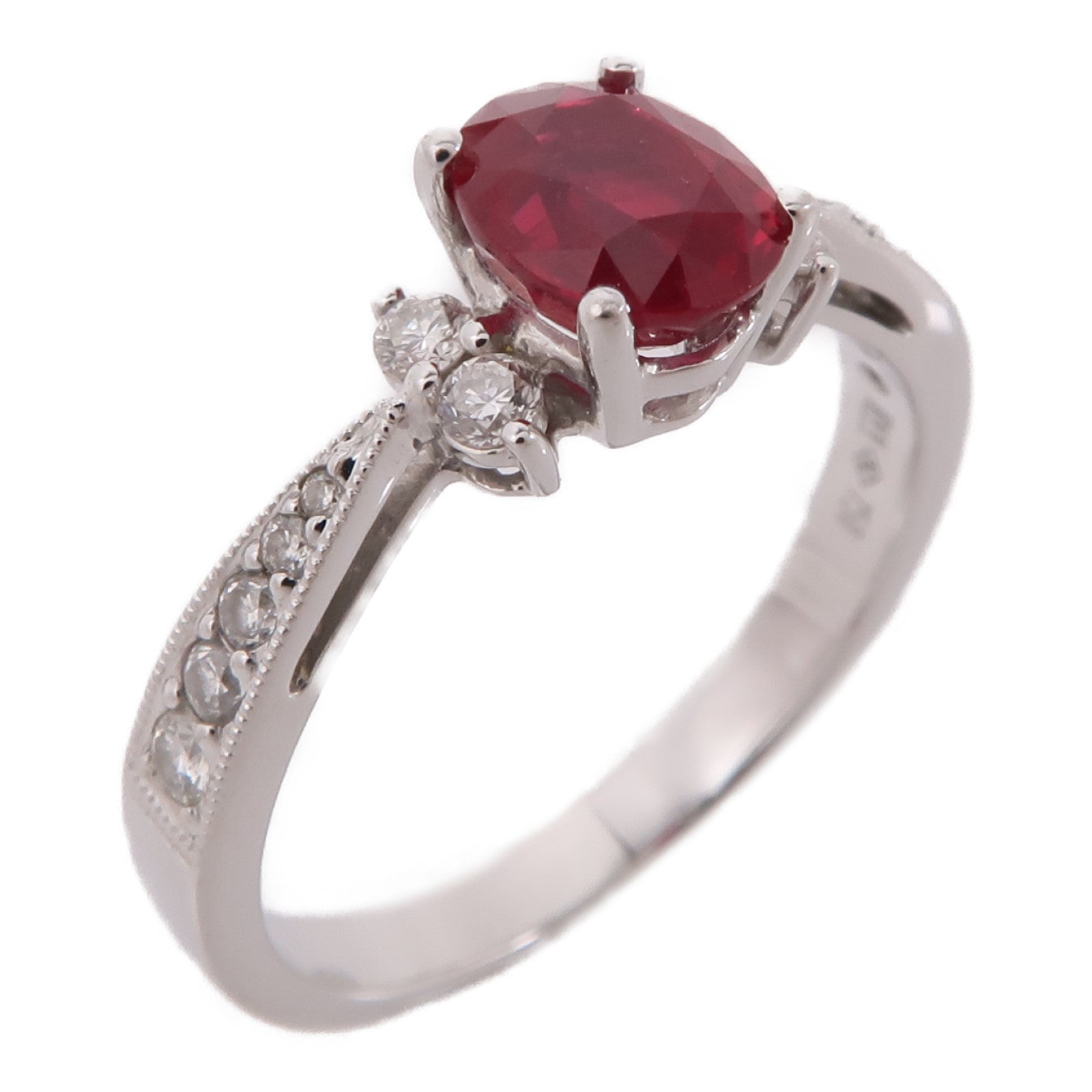JEWELRY 18K白金Ruby/Diamond Ring紅寶石/鑽石戒指US#6.25