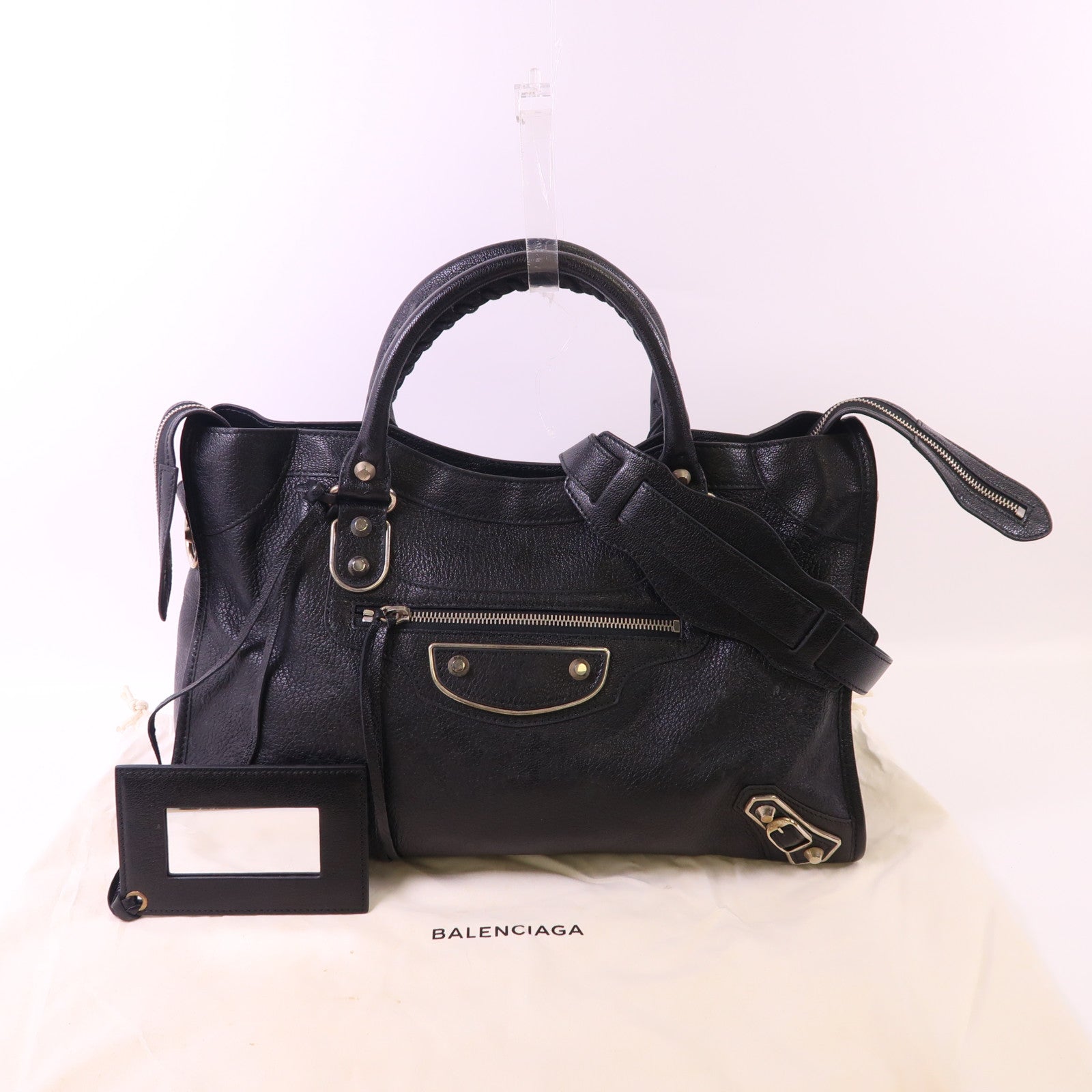 BALENCIAGA Chevre皮革City銀扣手挽肩背兩用袋