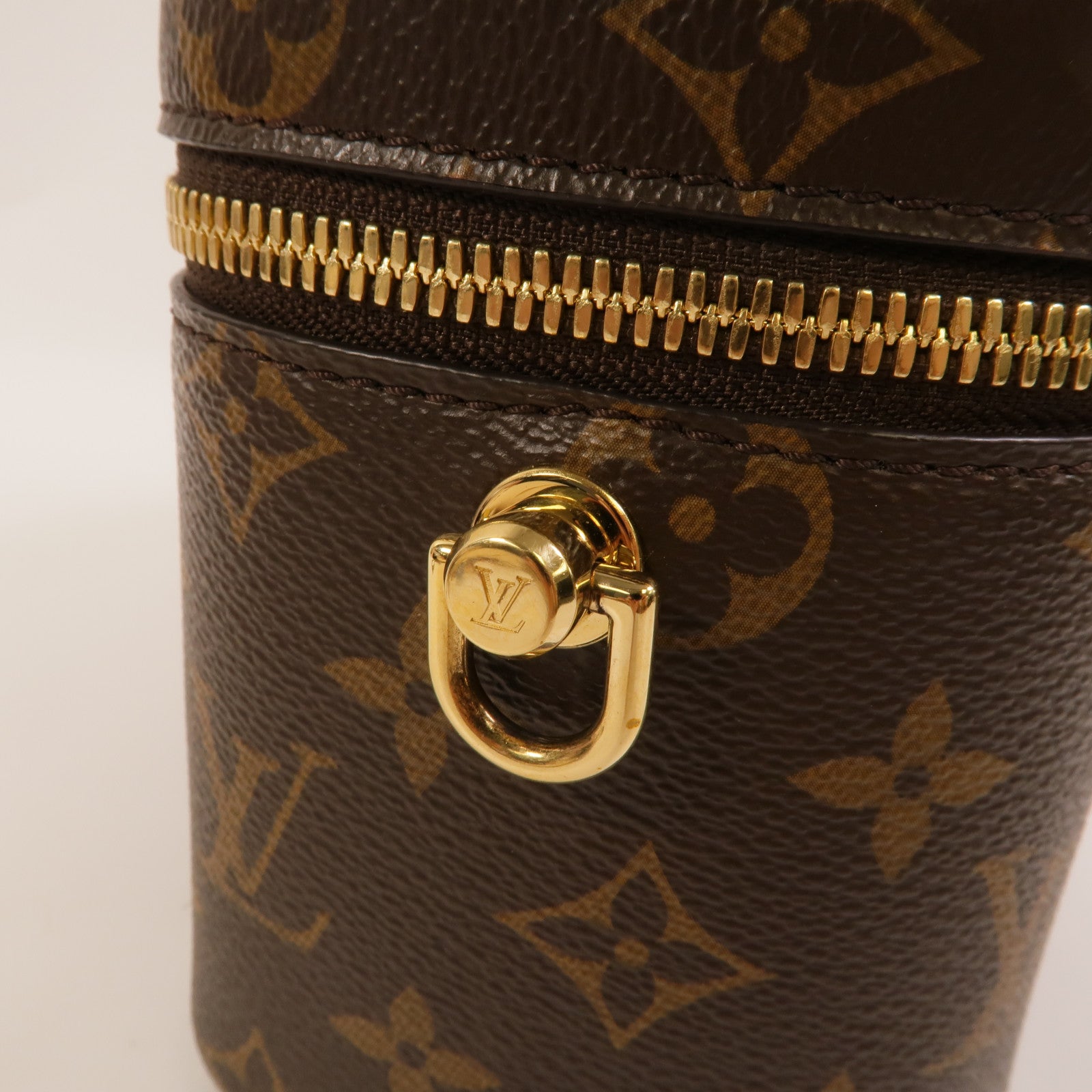 LOUIS VUITTON Monogram Reverse Vanity PM金扣手挽肩背兩用袋棕色