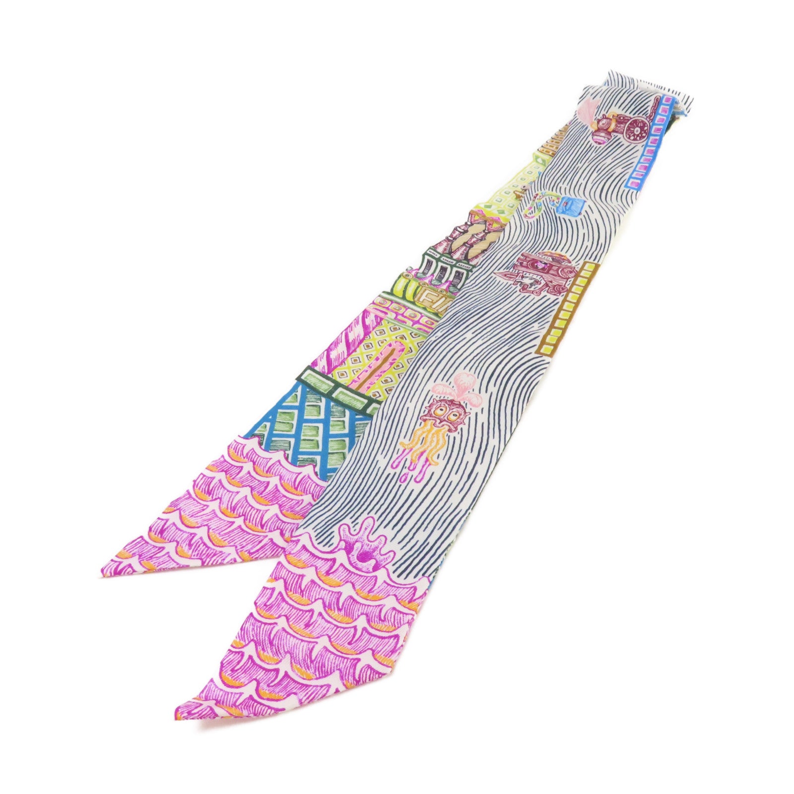 HERMES 【激減優惠】絲質Twilly Scarf絲巾黃色/紫色/彩色