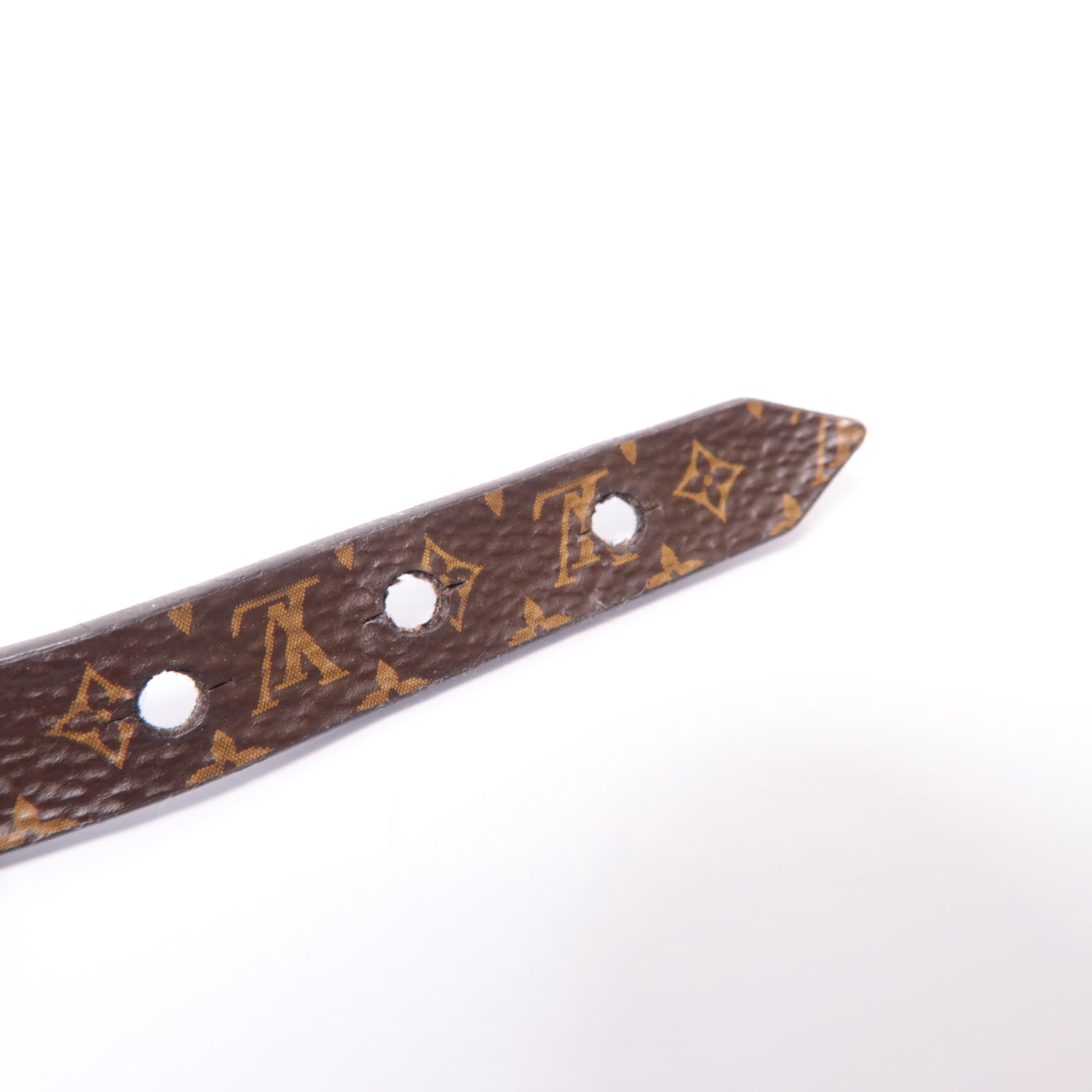 LOUIS VUITTON Monogram/皮革 Lock It Bracelet金扣手鐲啡色/黑色