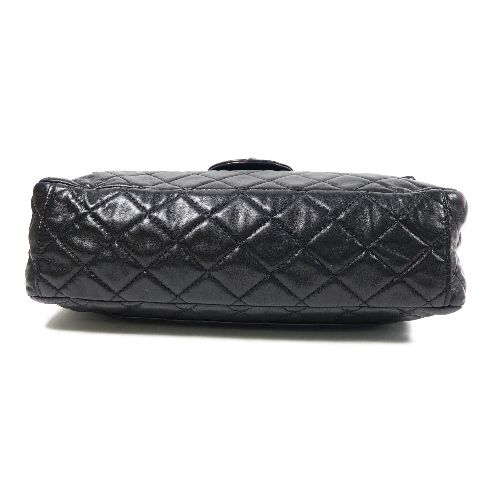 CHANEL 菱格羊皮皮革Shoulder Bag銀扣鏈帶肩背袋黑色