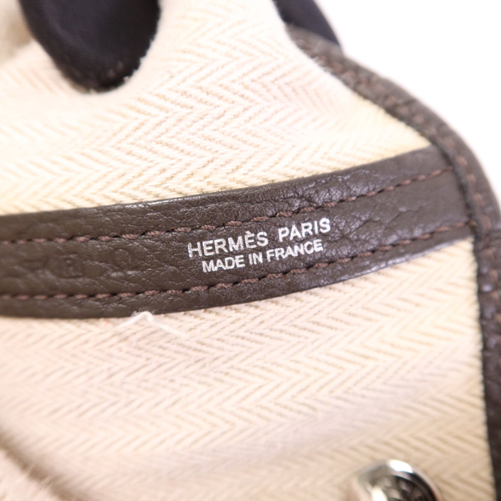 HERMES Negonda皮革GardenParty PM銀扣手挽袋Chocolat