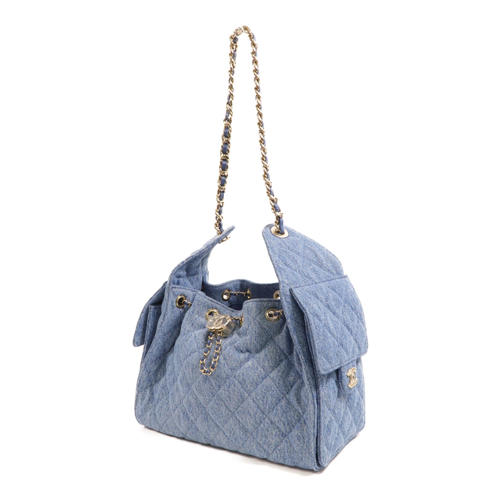 CHANEL 牛仔布Chanel 25 Small鏈帶肩背袋