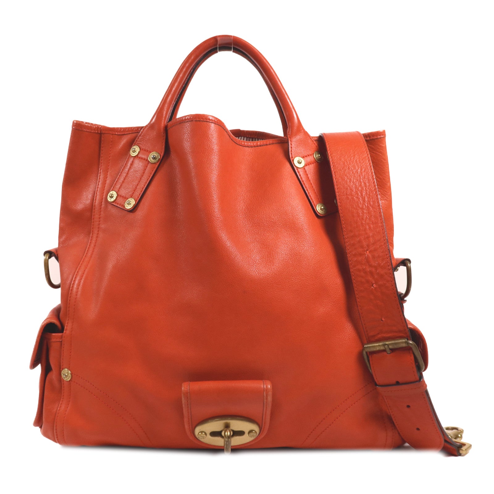 MULBERRY 牛皮皮革Handbag金扣手挽肩背兩用袋