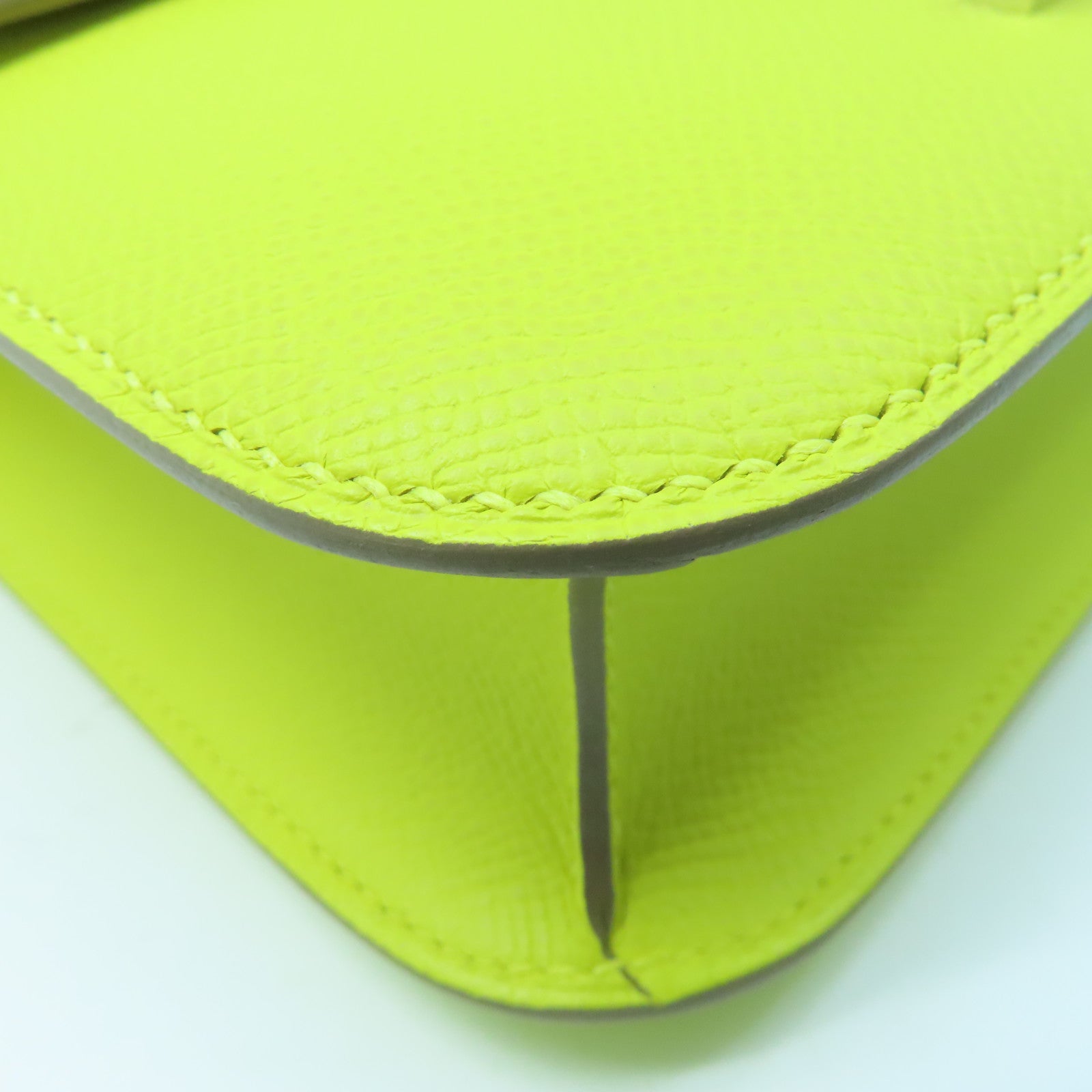 HERMES Epsom leather Constance 24 silver buckle handle shoulder shoulder bag lime yellow