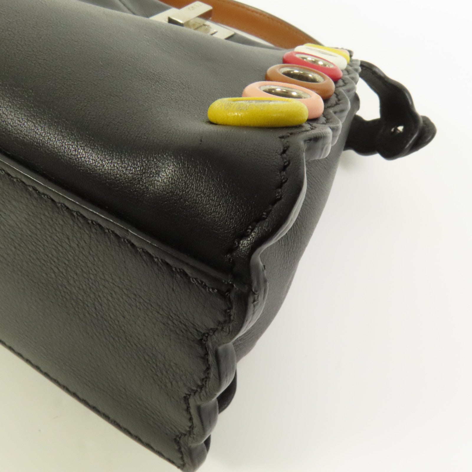FENDI 【激減優惠】牛皮皮革Mini Peekaboo銀扣手挽肩背兩用袋