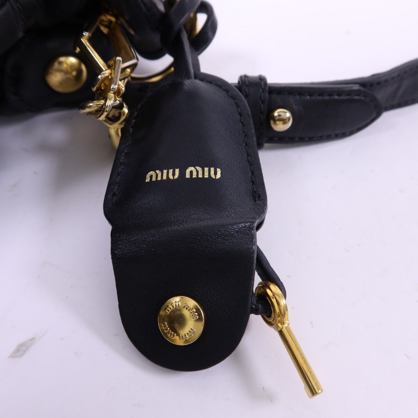 Miu Miu 羊皮皮革2 Way Shoulder Bag金扣手挽肩背兩用袋