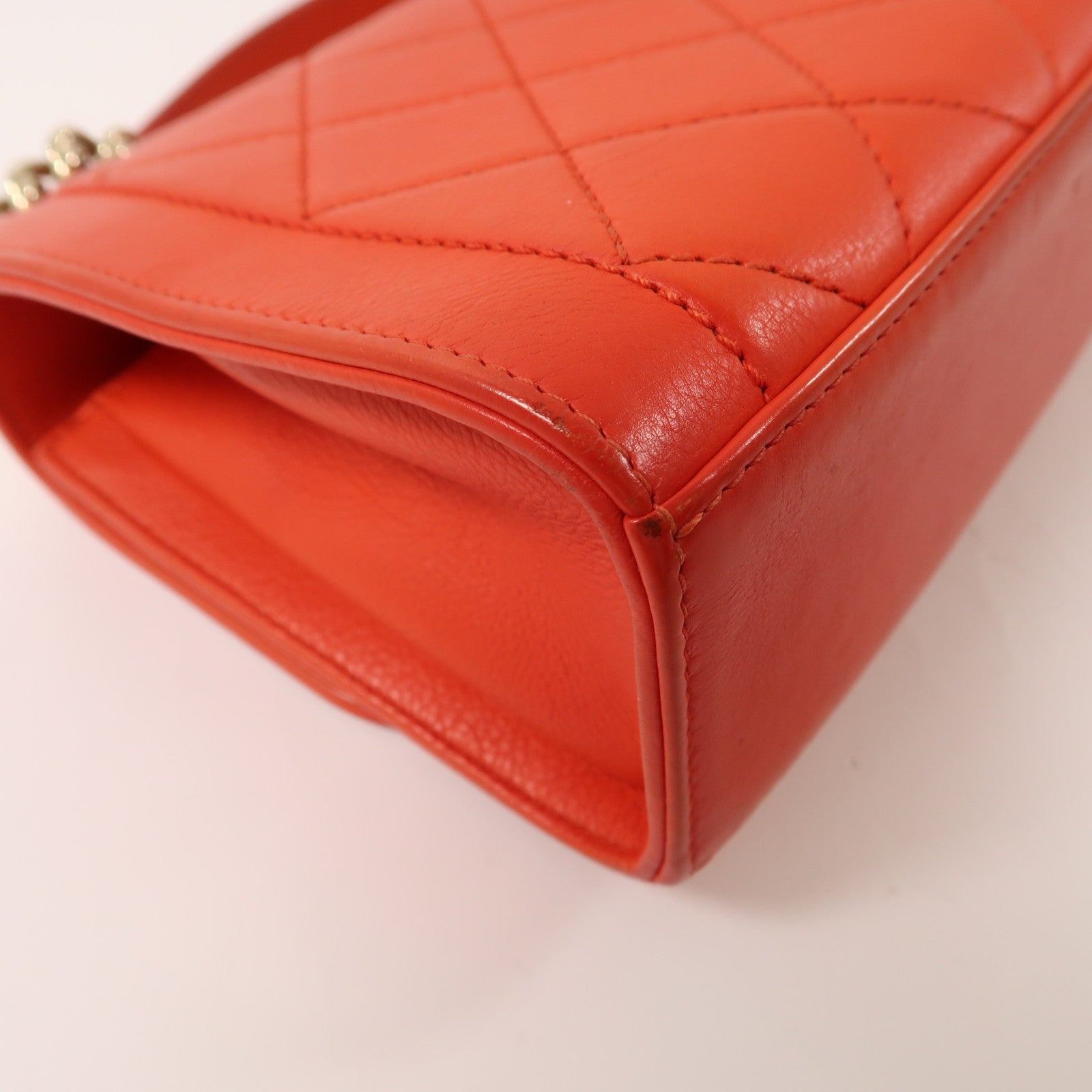 CHANEL 牛皮皮革Shoulder Bag金扣鏈帶手挽肩背兩用袋紅色