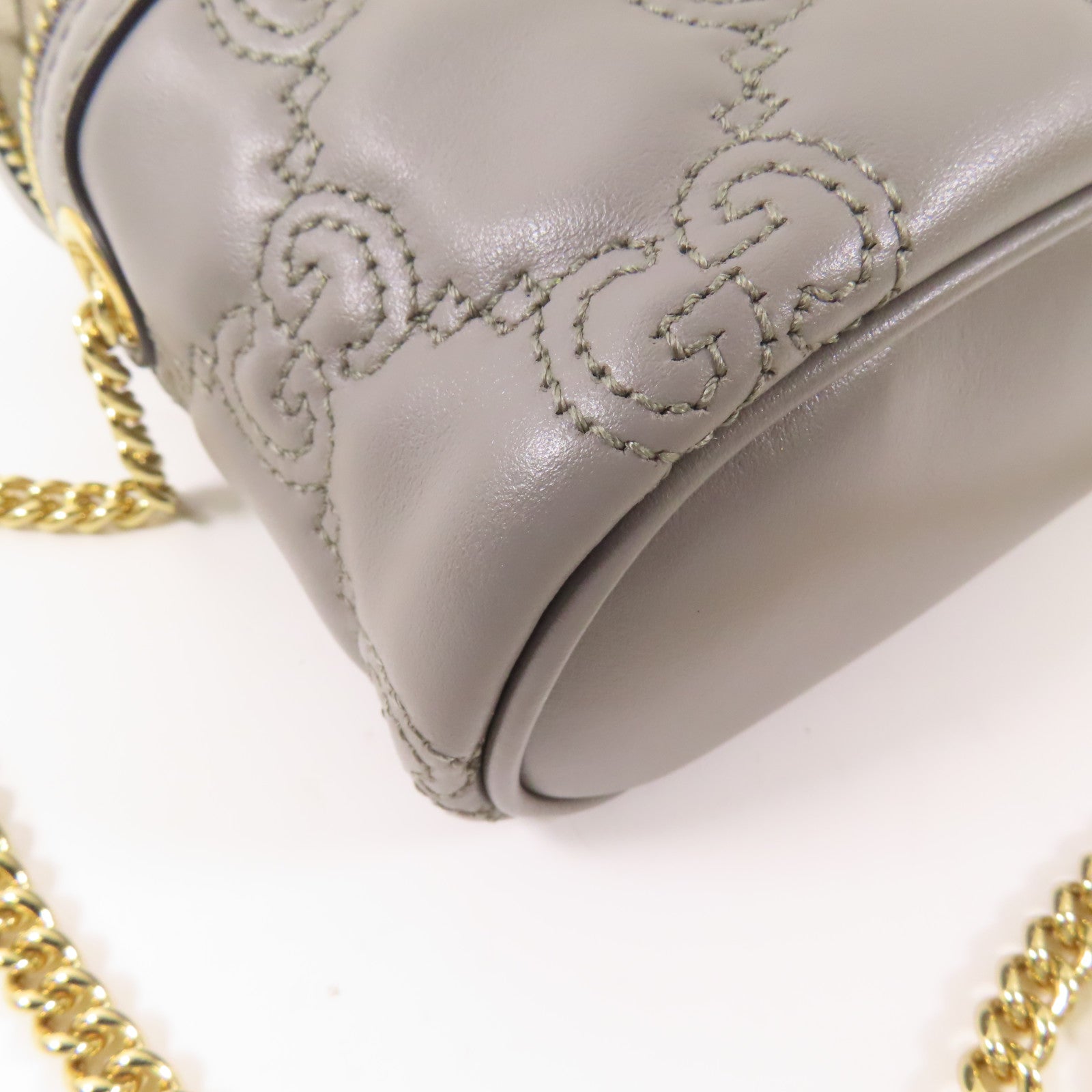 GUCCI 皮革Matelasse Top Handle Mini鏈帶肩背袋
