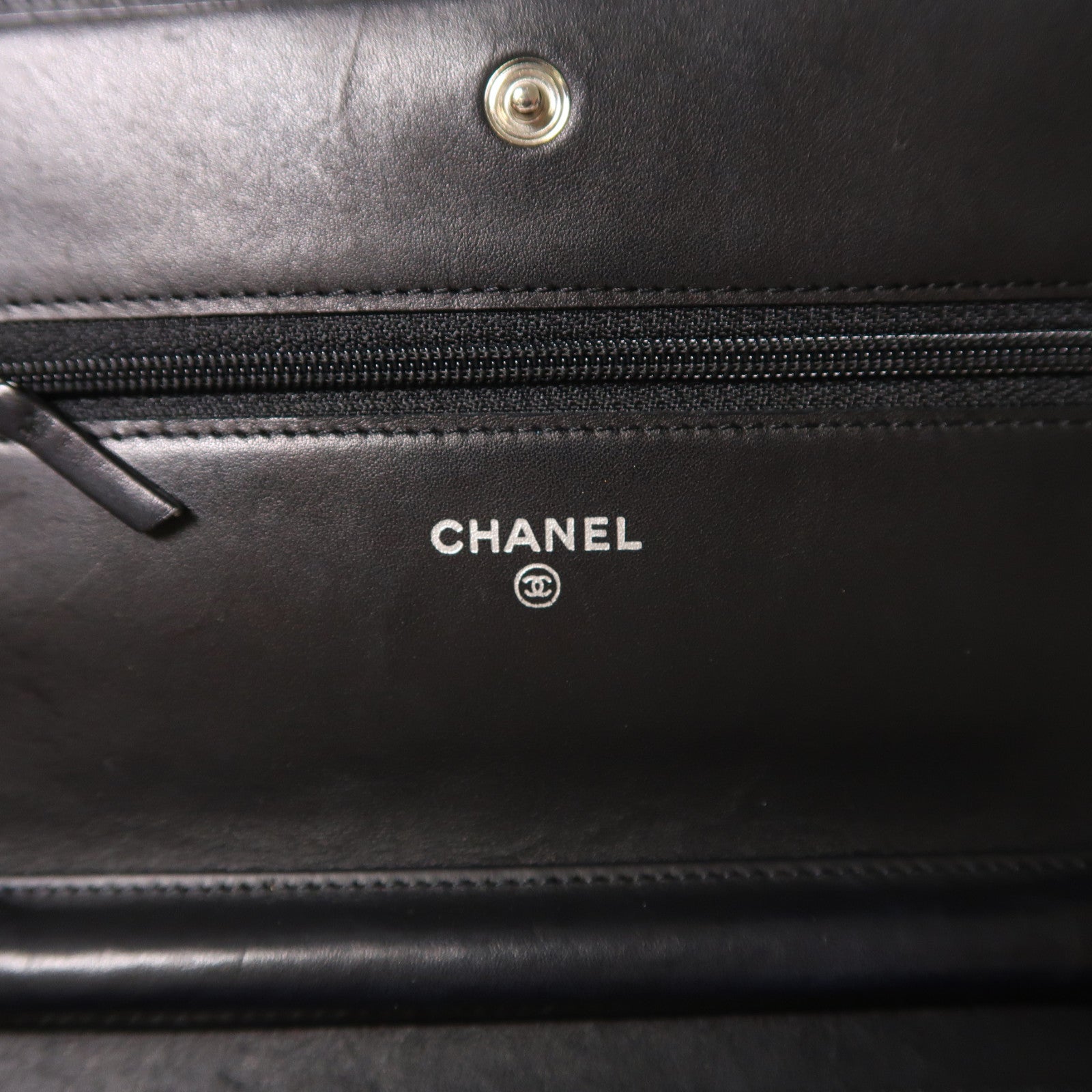 CHANEL 菱格牛皮皮革Cambon Wallet On Chain銀扣鏈帶肩背袋黑色