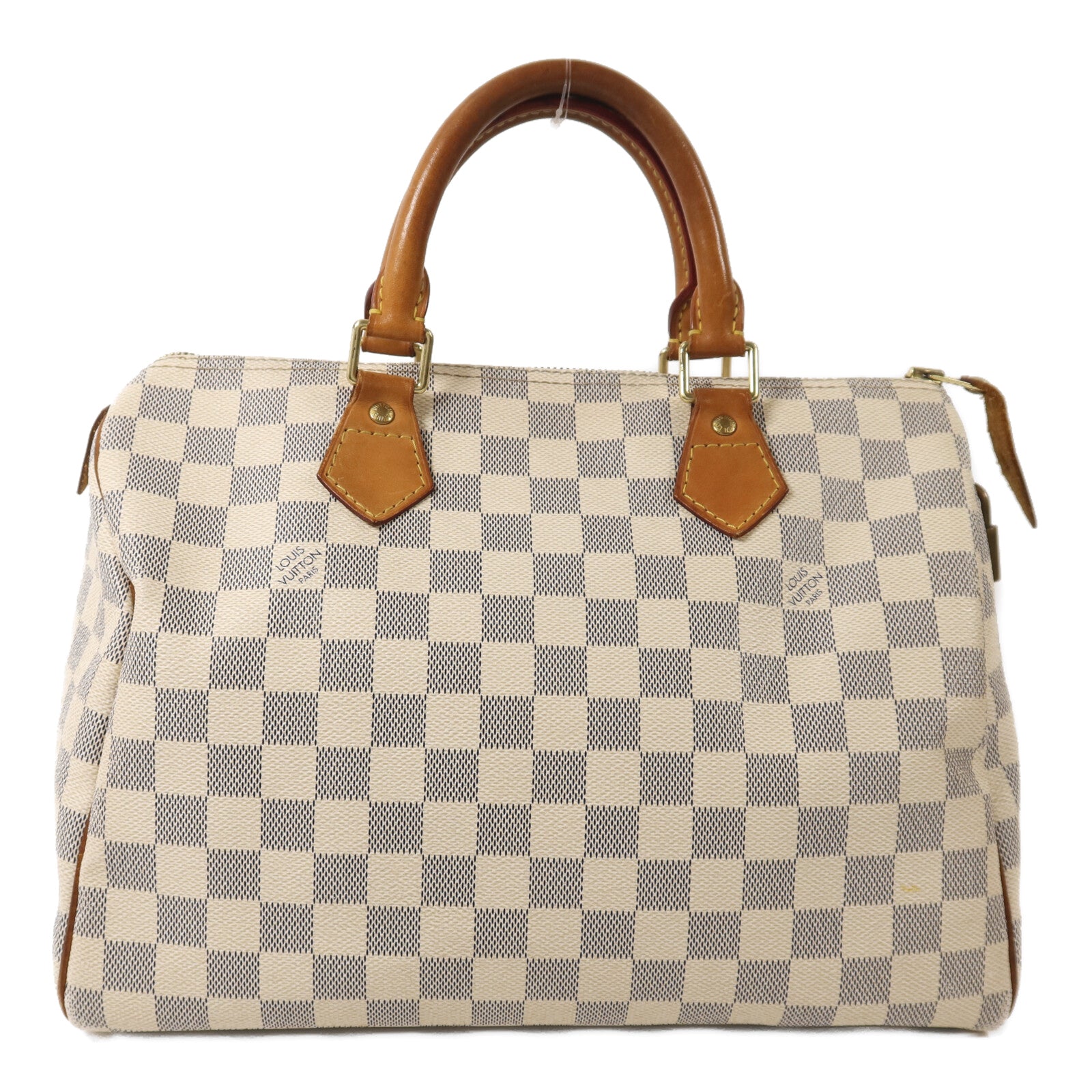 LOUIS VUITTON Damier Azur Speedy 30金扣手挽袋