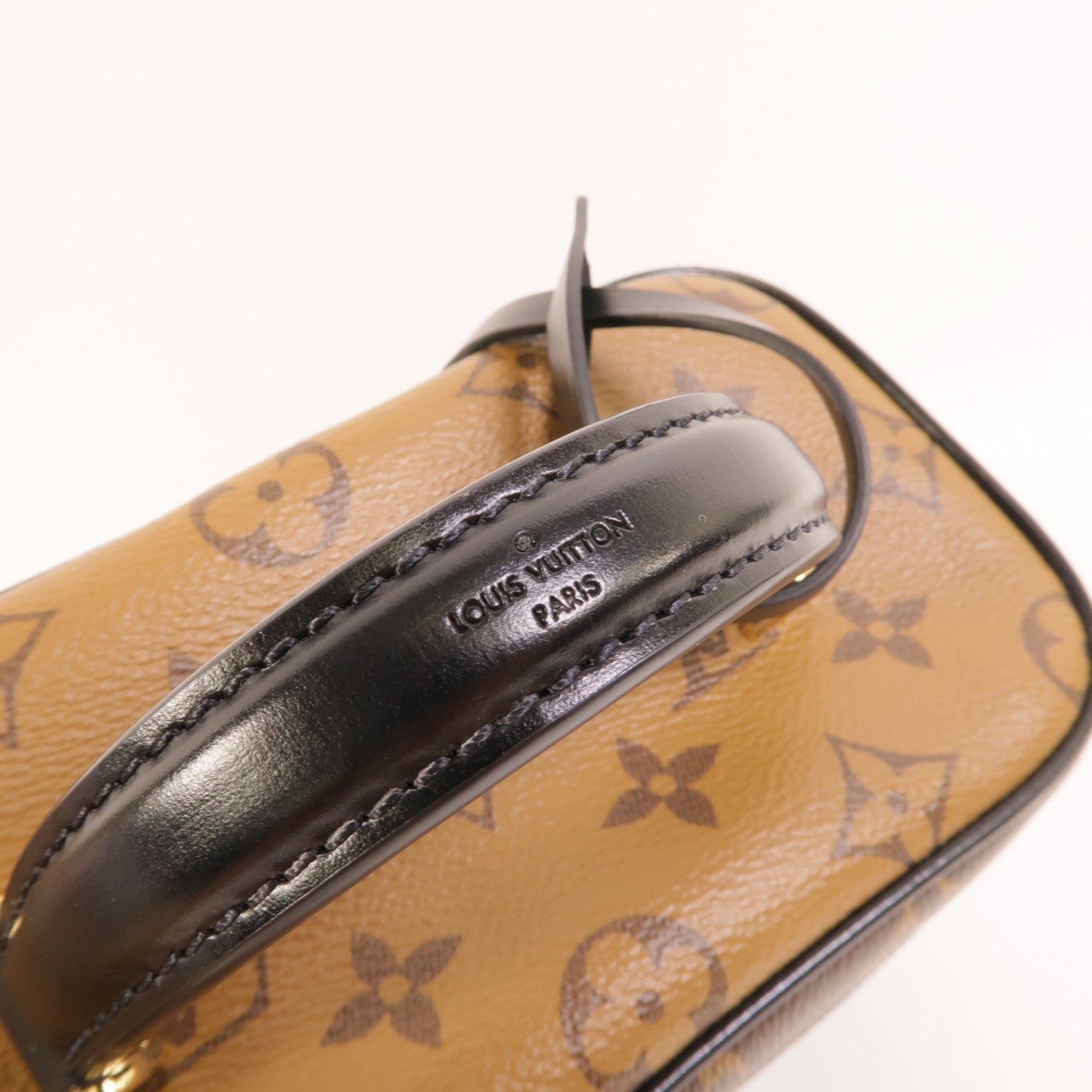 LOUIS VUITTON Monogram Reverse Vanity PM金扣手挽肩背兩用袋棕色