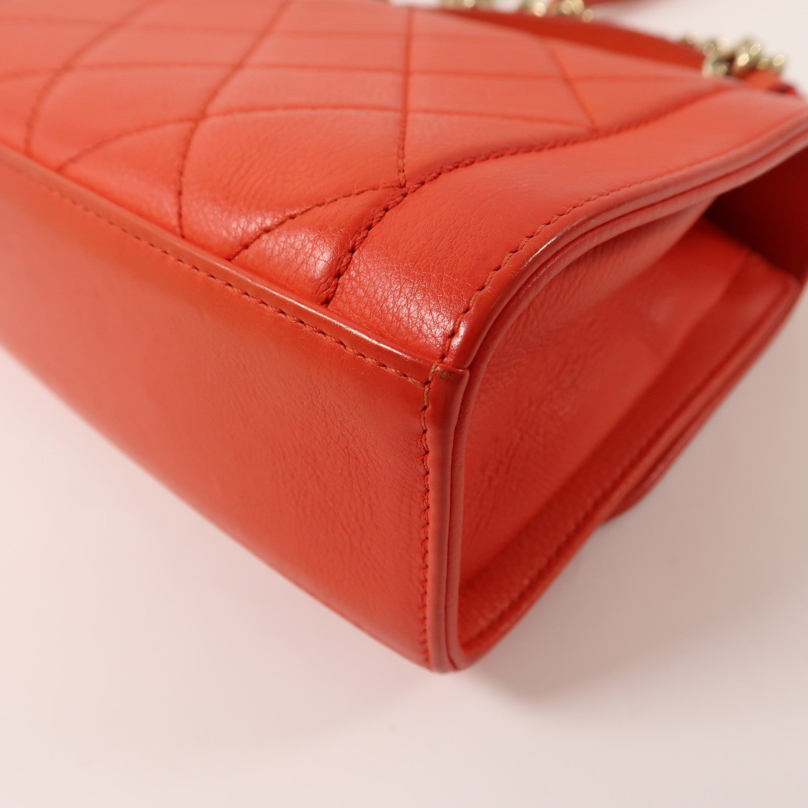 CHANEL 牛皮皮革Shoulder Bag金扣鏈帶手挽肩背兩用袋紅色