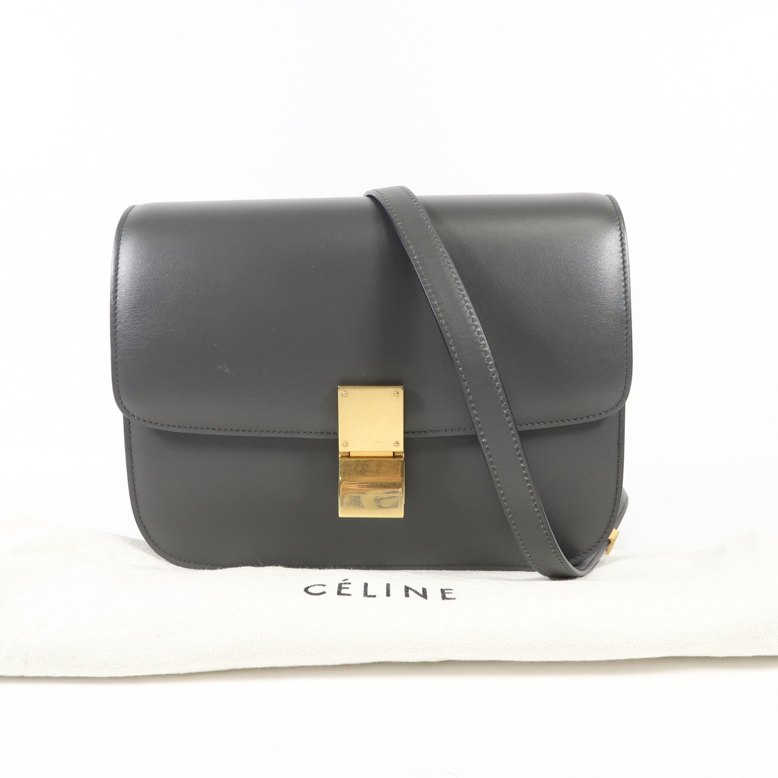 CELINE 牛皮皮革Classic Box金扣肩背袋