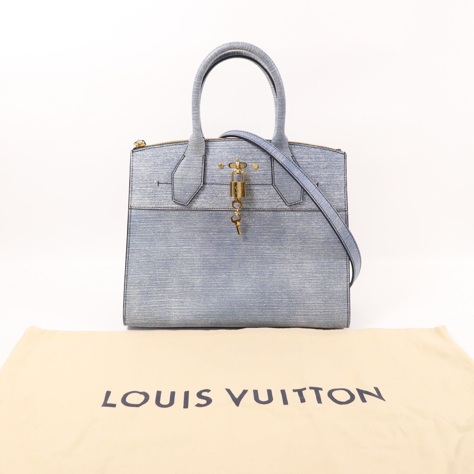 LOUIS VUITTON Epi City Steamer MM金扣手挽肩背兩用袋