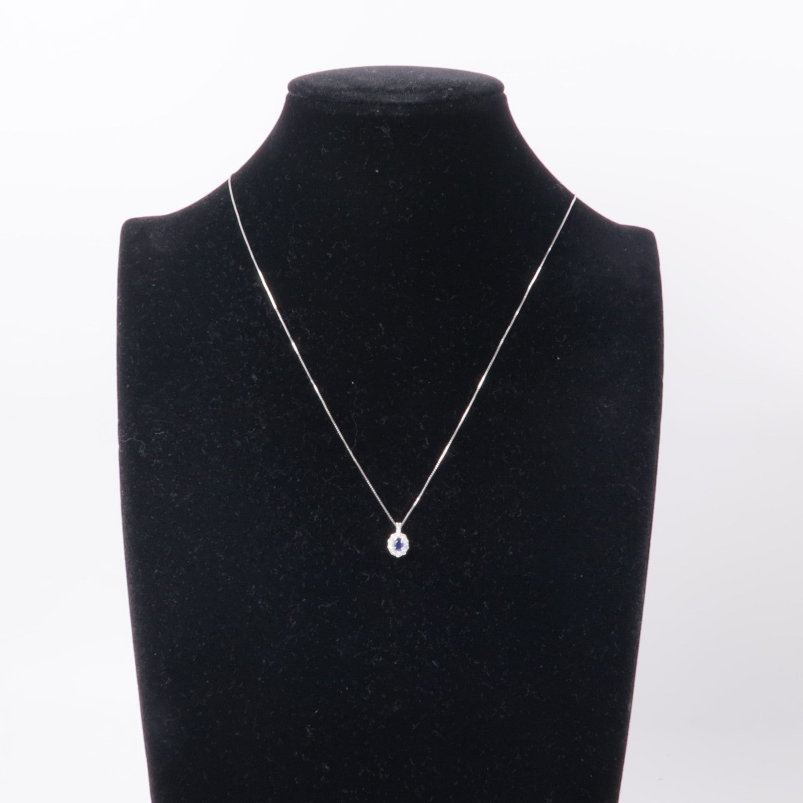 JEWELRY 【激減優惠】PT850白金Sapphire Diamond Necklace藍寶石/鑽石項鍊