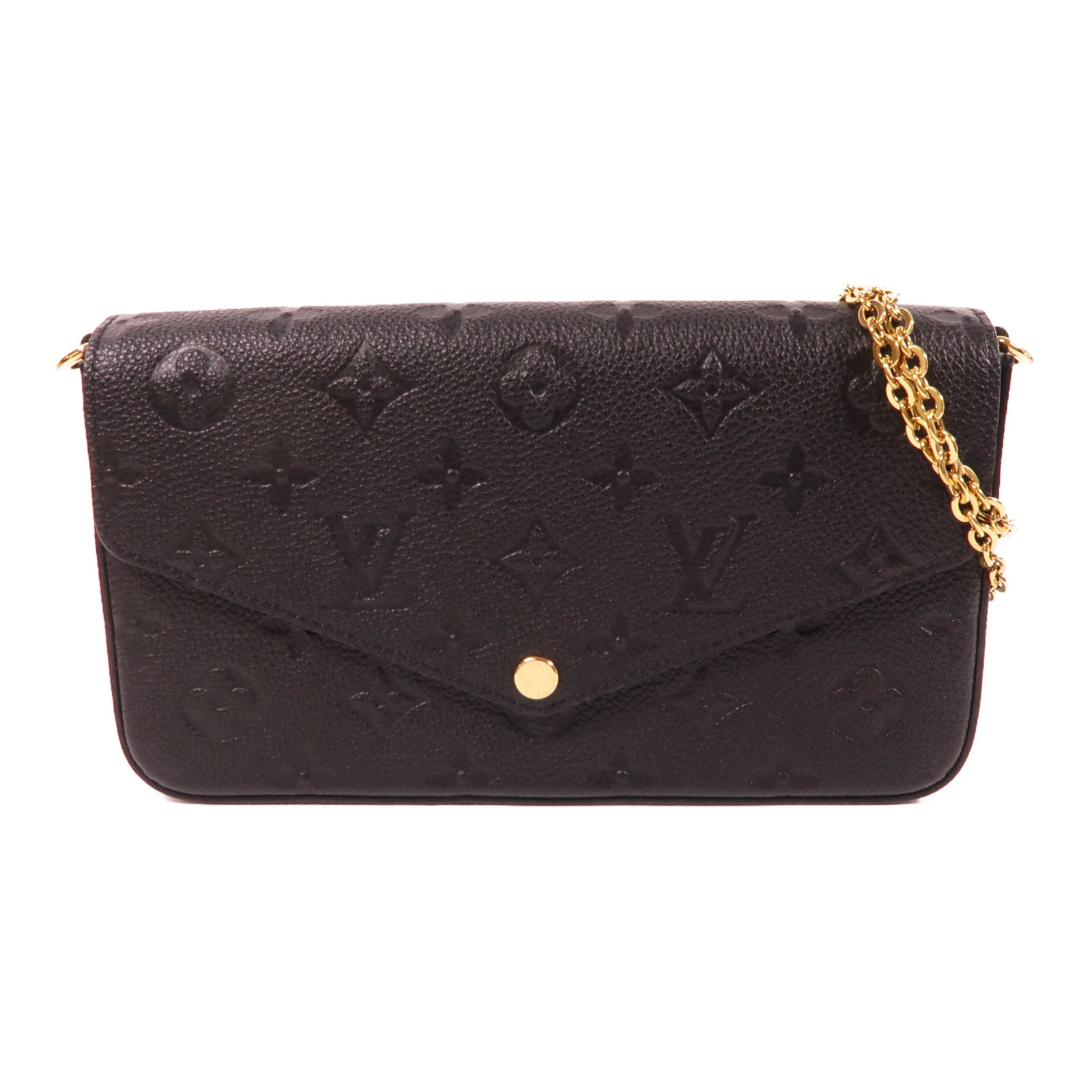 LOUIS VUITTON Monogram Empreinte Felicie Pochette金扣鏈帶肩背袋