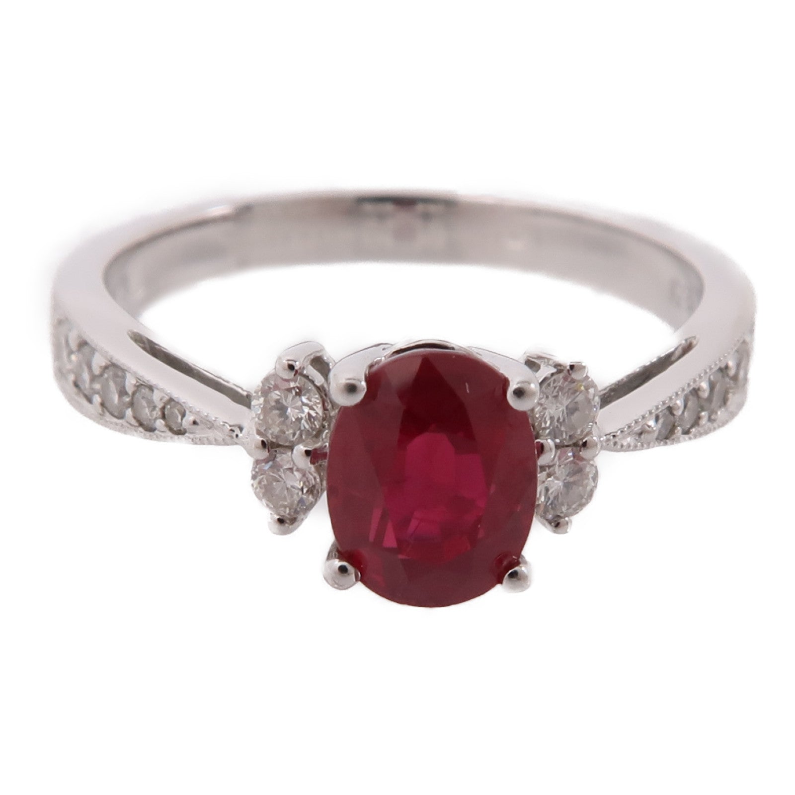 JEWELRY 18K白金Ruby/Diamond Ring紅寶石/鑽石戒指US#6.25