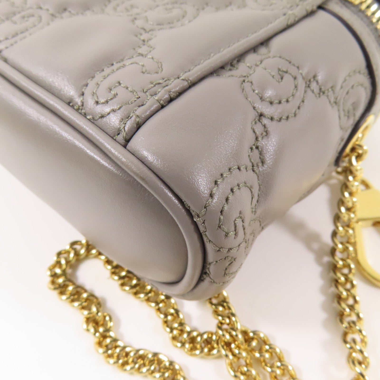 GUCCI 皮革Matelasse Top Handle Mini鏈帶肩背袋