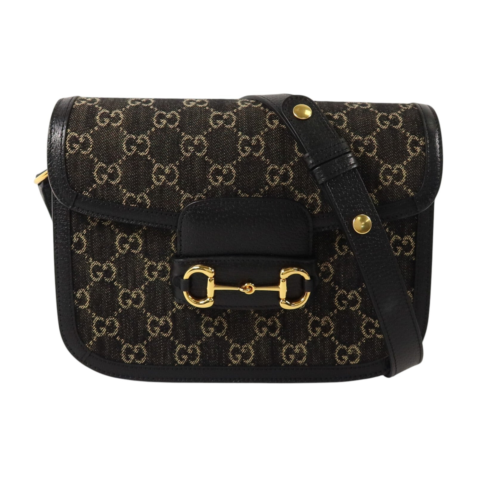 GUCCI GG帆布Horsebit 1955金扣肩背袋