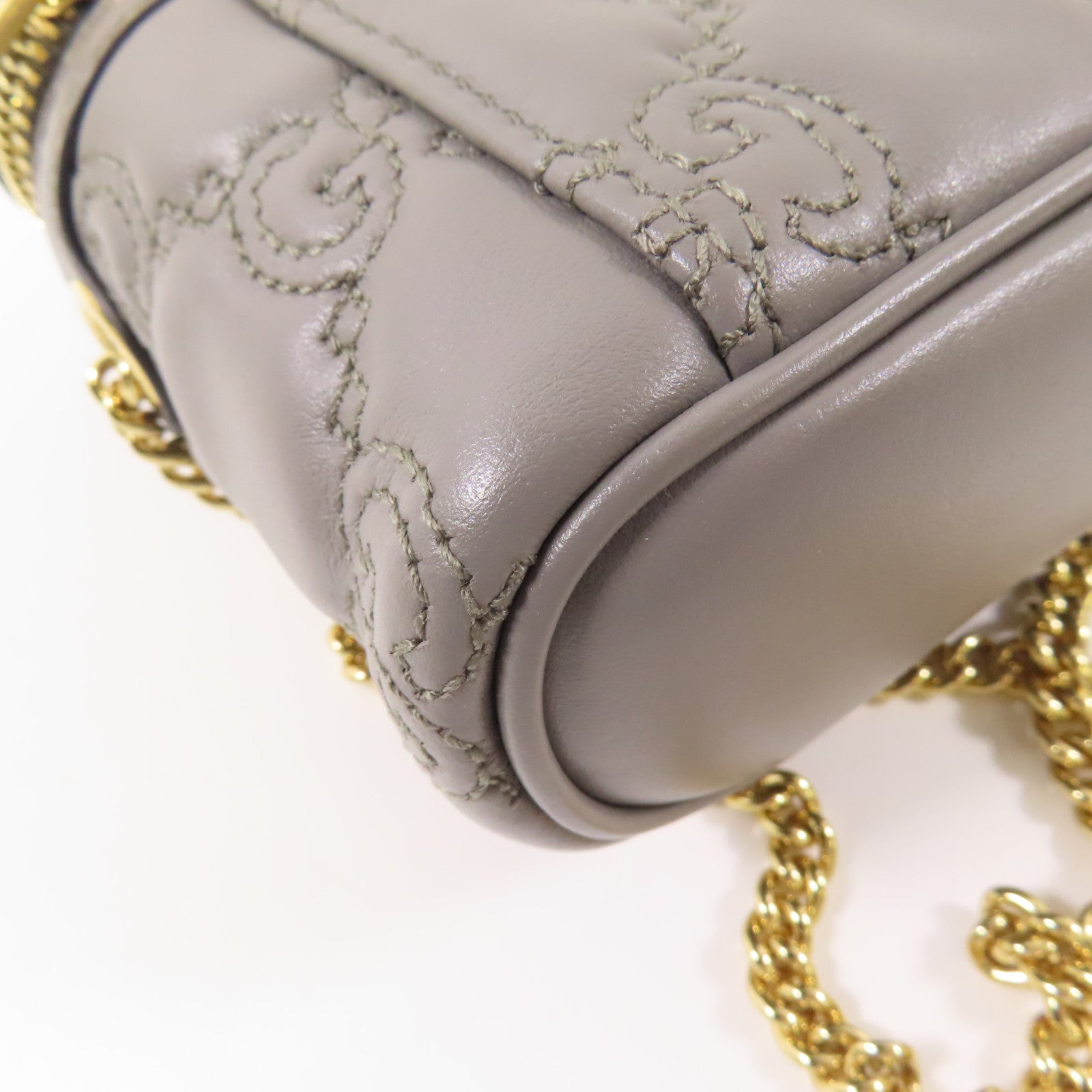 GUCCI 皮革Matelasse Top Handle Mini鏈帶肩背袋