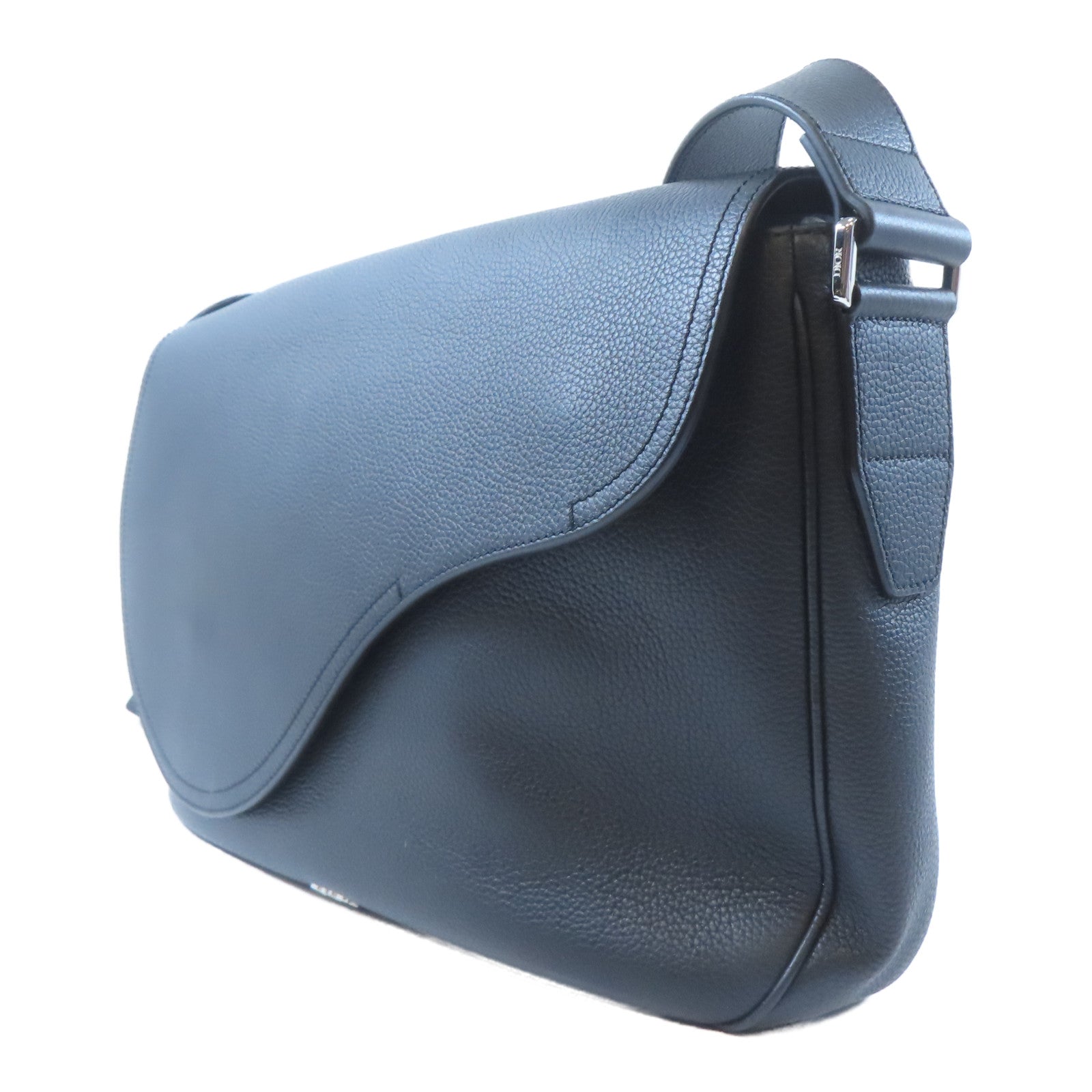Dior 【激減優惠】牛皮皮革Saddle銀扣肩背袋黑色