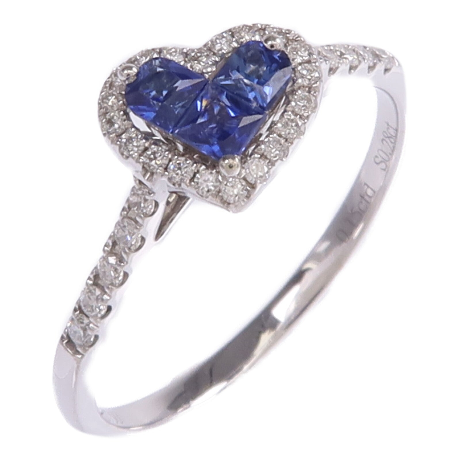 JEWELRY 18K白金Sapphire Diamond Ring藍寶石/鑽石戒指US#6.5