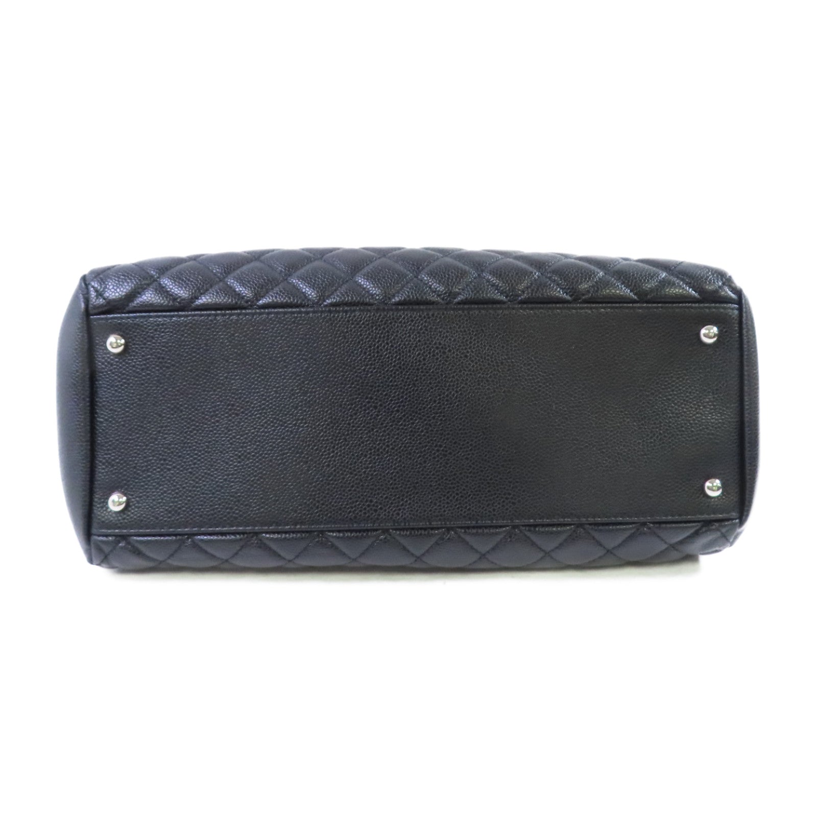 CHANEL 菱格牛皮皮革Chain Shoulder Bag銀扣鏈帶肩背袋黑色