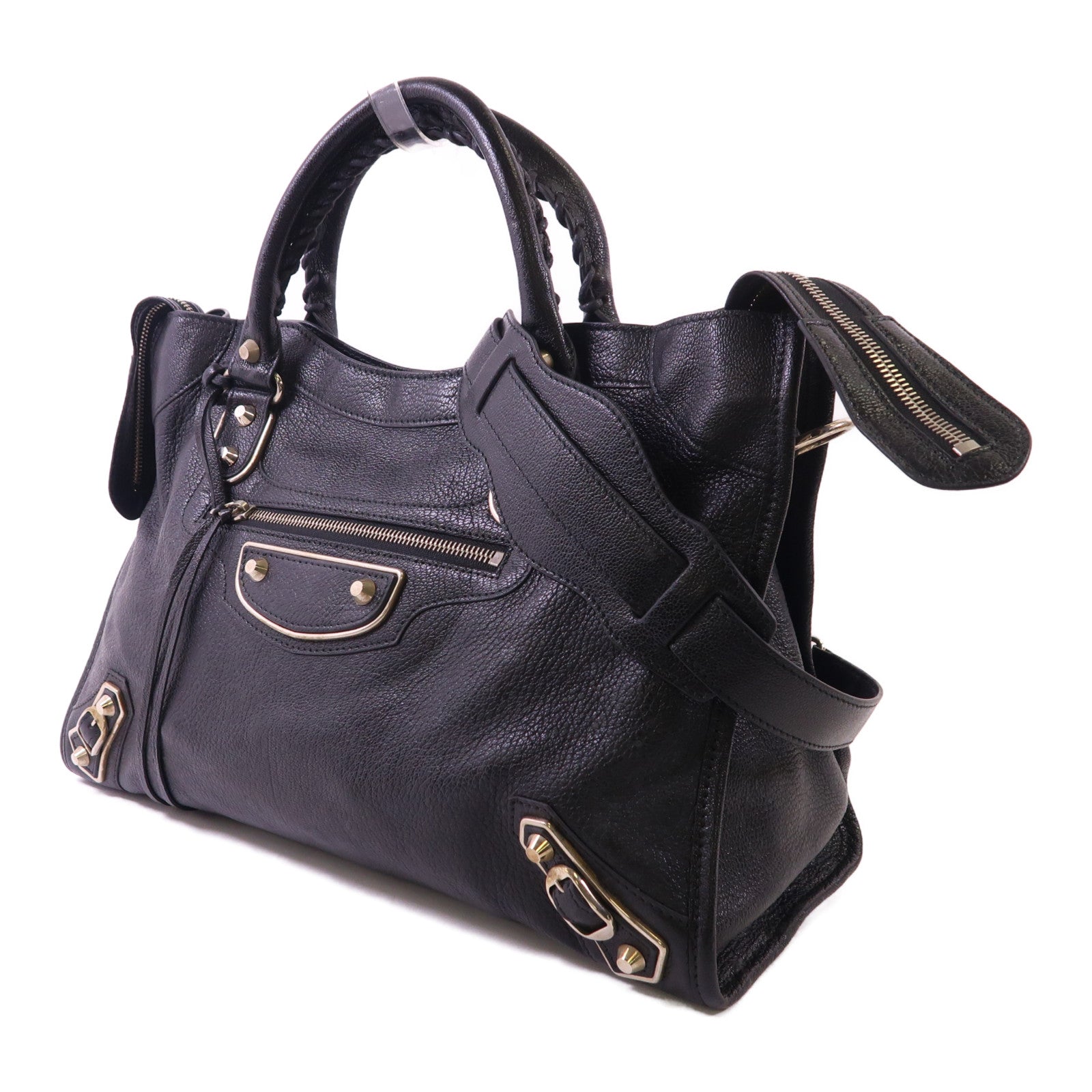 BALENCIAGA Chevre皮革City銀扣手挽肩背兩用袋