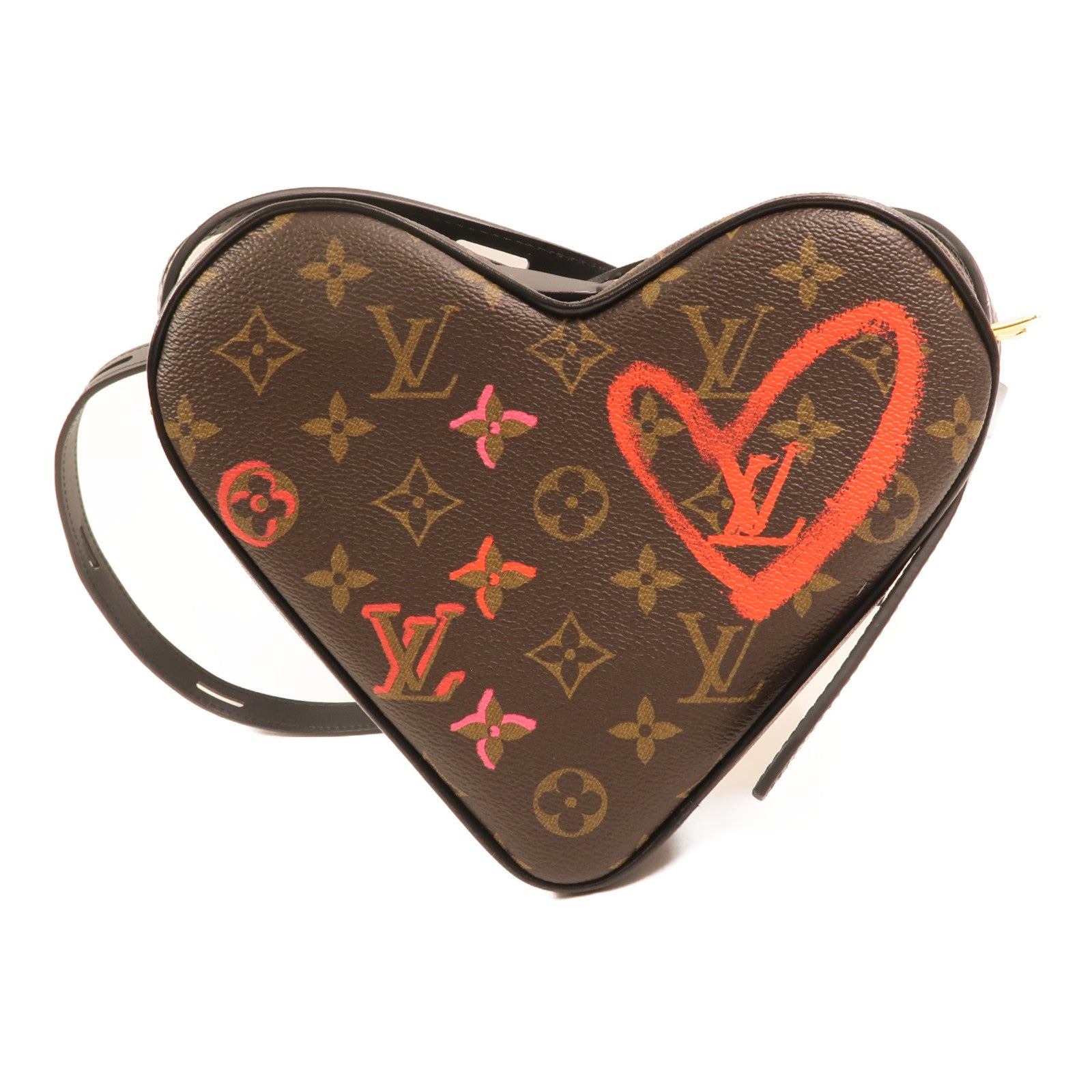LOUIS VUITTON Monogram Sac Coeur Fall In Love金扣肩背袋棕色