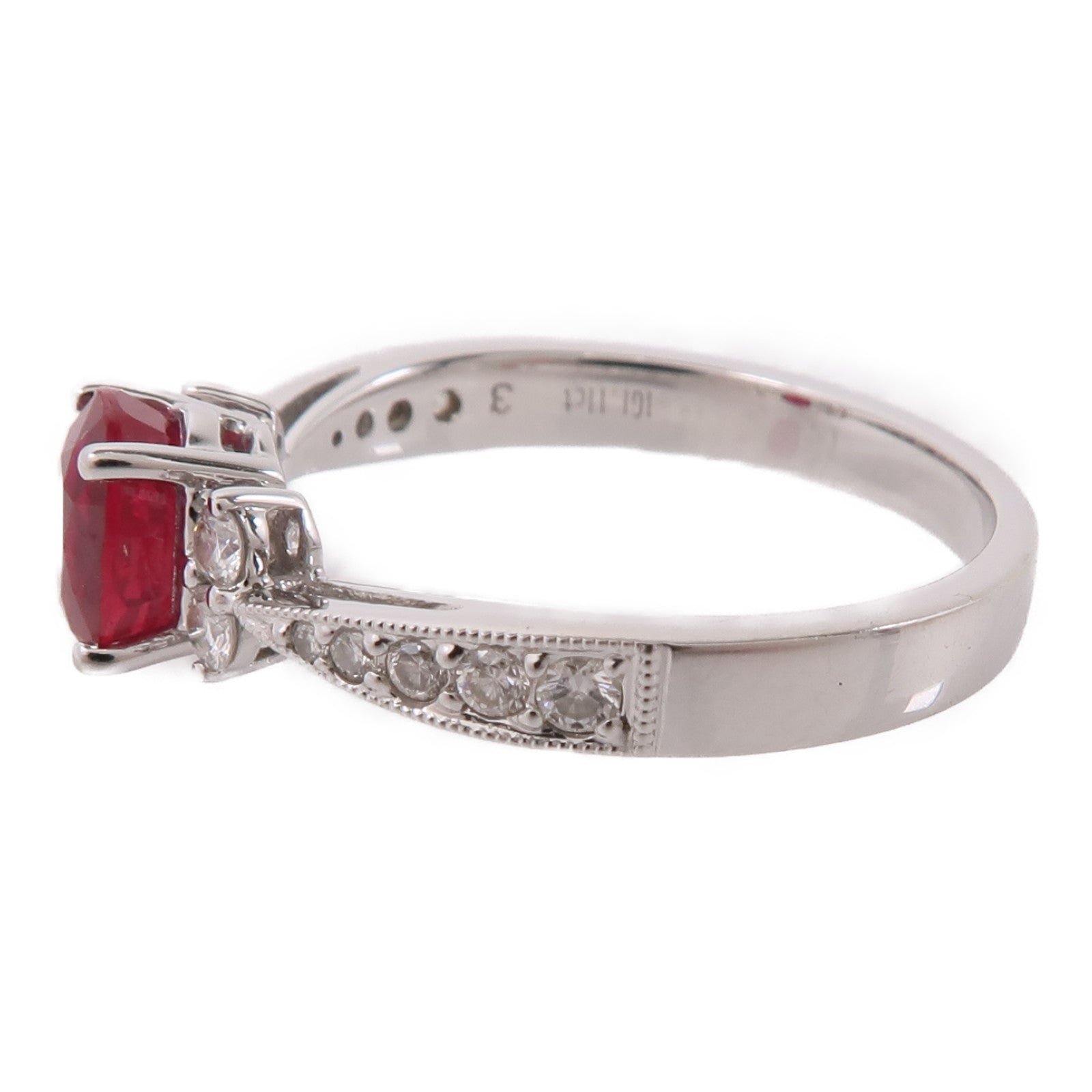 JEWELRY 18K白金Ruby/Diamond Ring紅寶石/鑽石戒指US#6.25