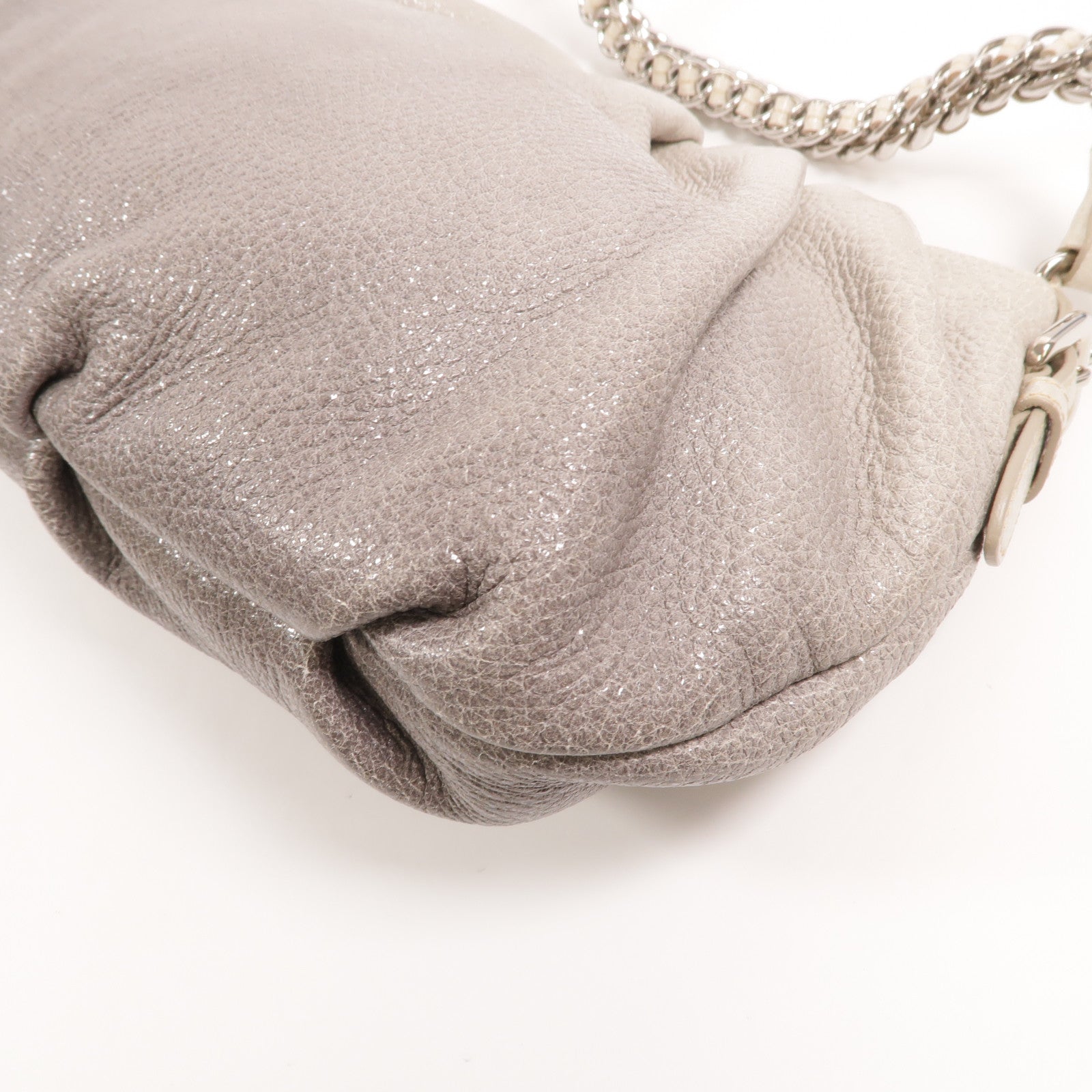 PRADA 牛皮皮革Chain Shoulder銀扣鏈帶肩背袋