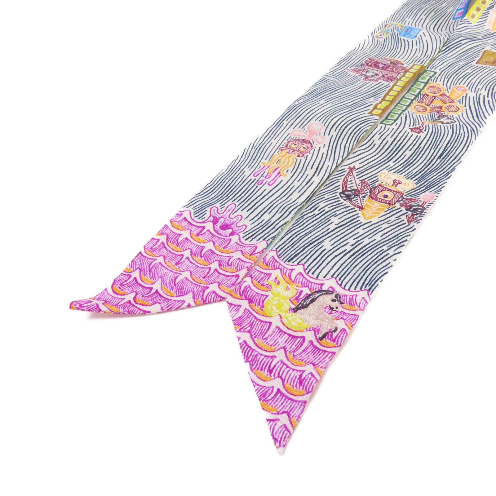 HERMES 【激減優惠】絲質Twilly Scarf絲巾黃色/紫色/彩色
