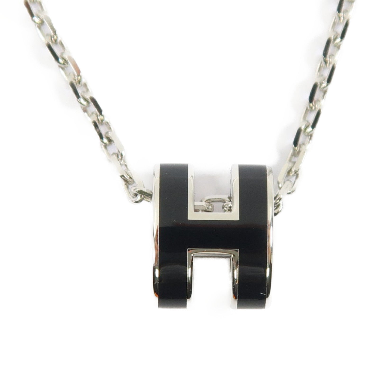 HERMES 金屬Mini Pop H項鍊銀色/黑色