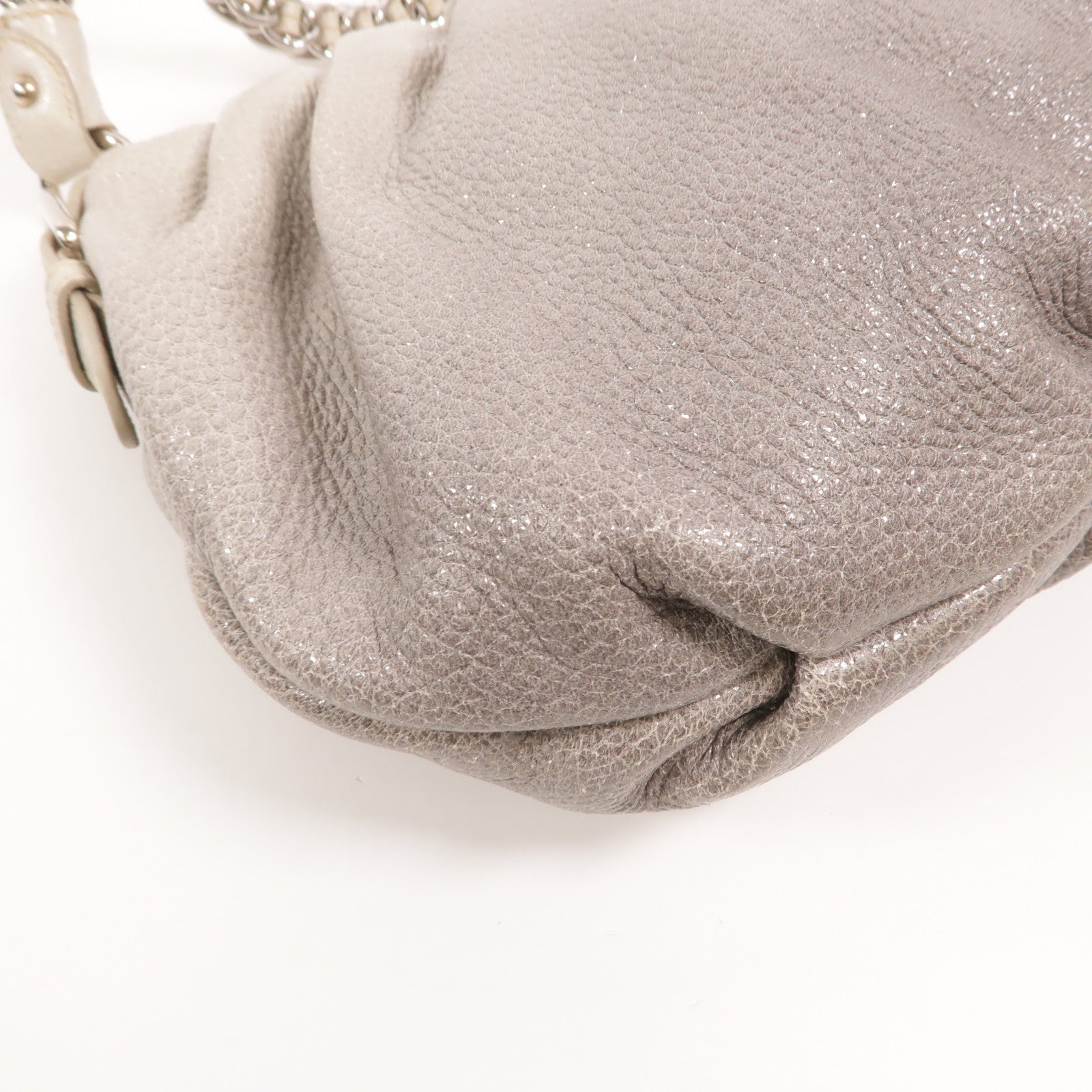 PRADA 牛皮皮革Chain Shoulder銀扣鏈帶肩背袋