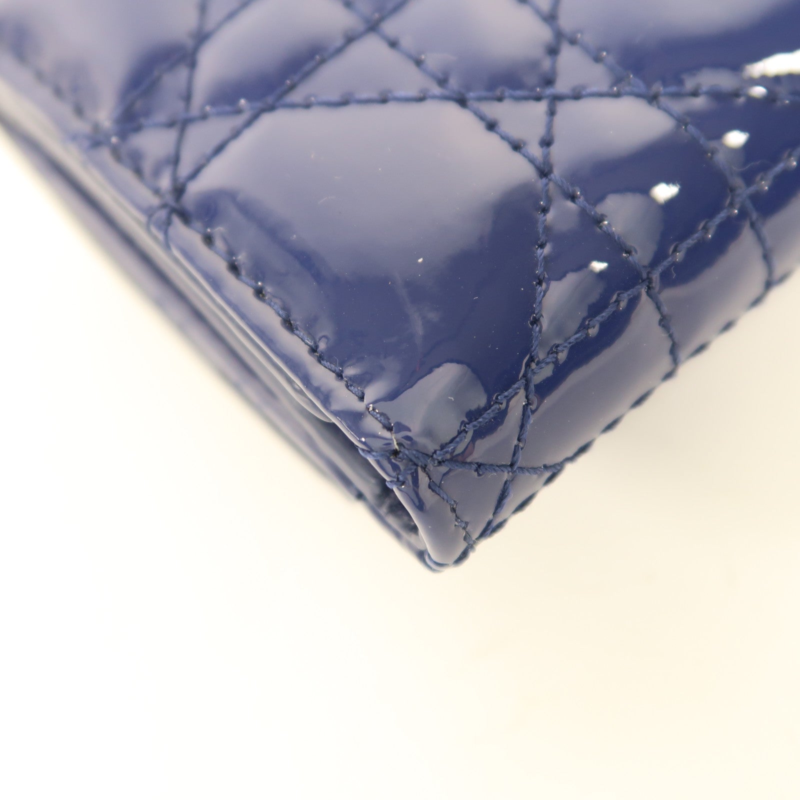 Dior 漆皮皮革Lady Dior Wallet金扣錢包