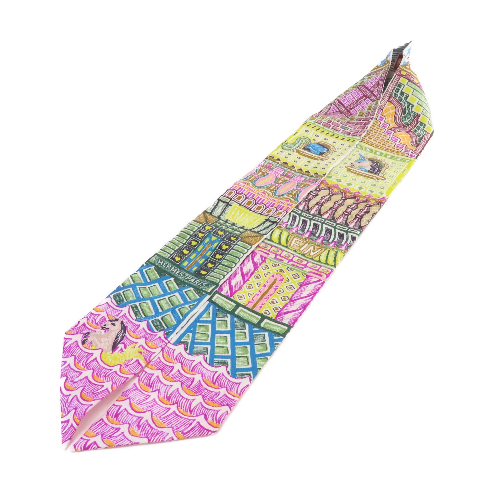 HERMES 【激減優惠】絲質Twilly Scarf絲巾黃色/紫色/彩色