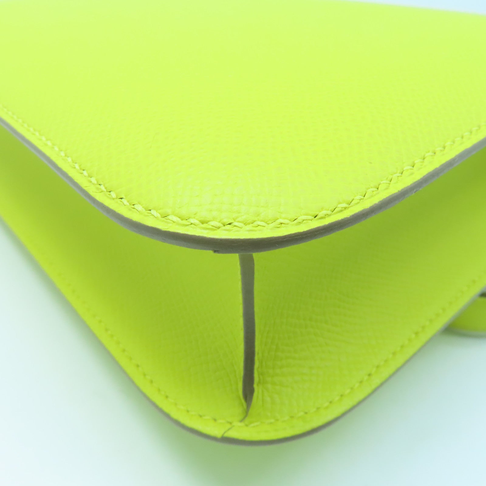 HERMES Epsom leather Constance 24 silver buckle handle shoulder shoulder bag lime yellow