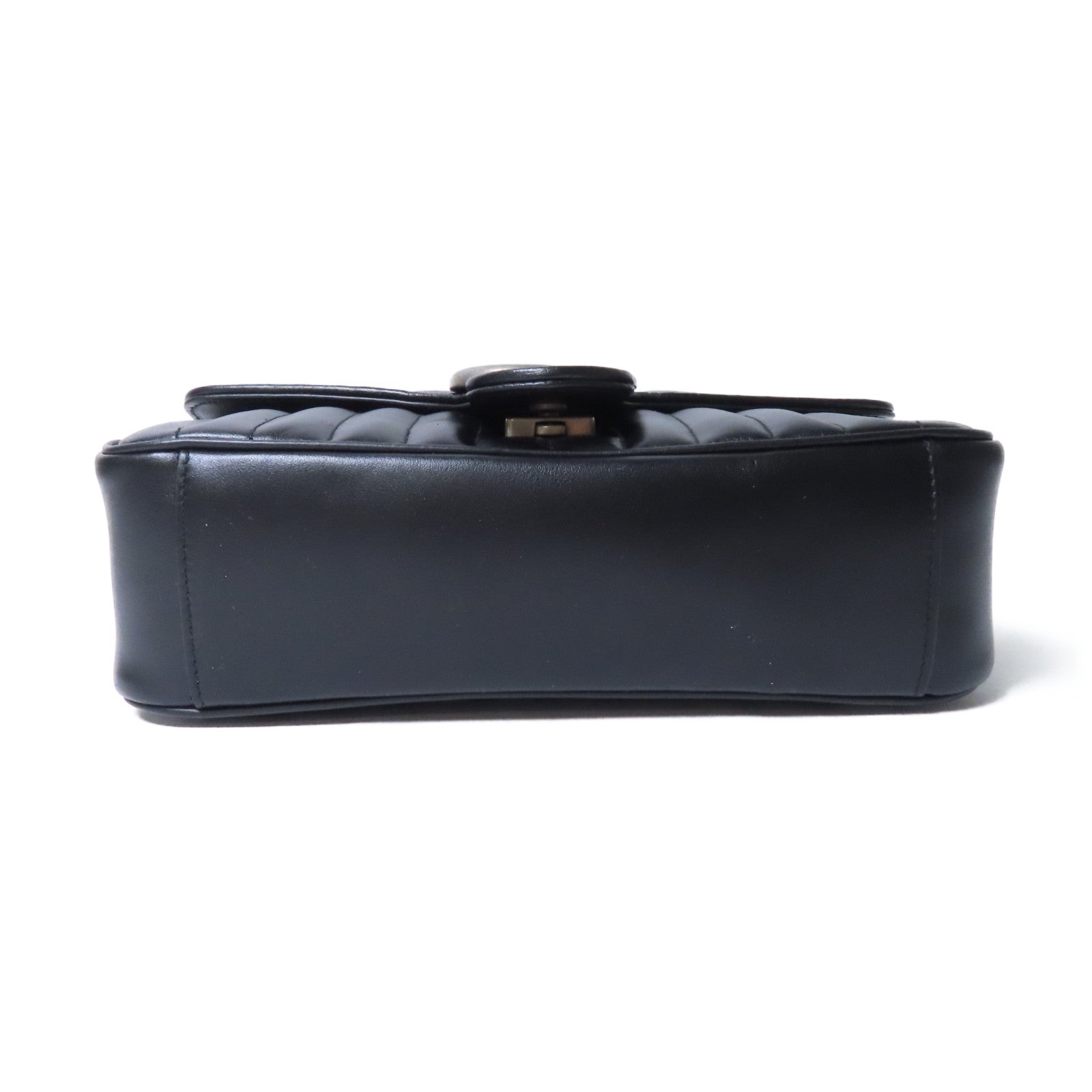 GUCCI 【激減優惠】牛皮皮革Shoulder Bag銀扣鏈帶肩背袋黑色