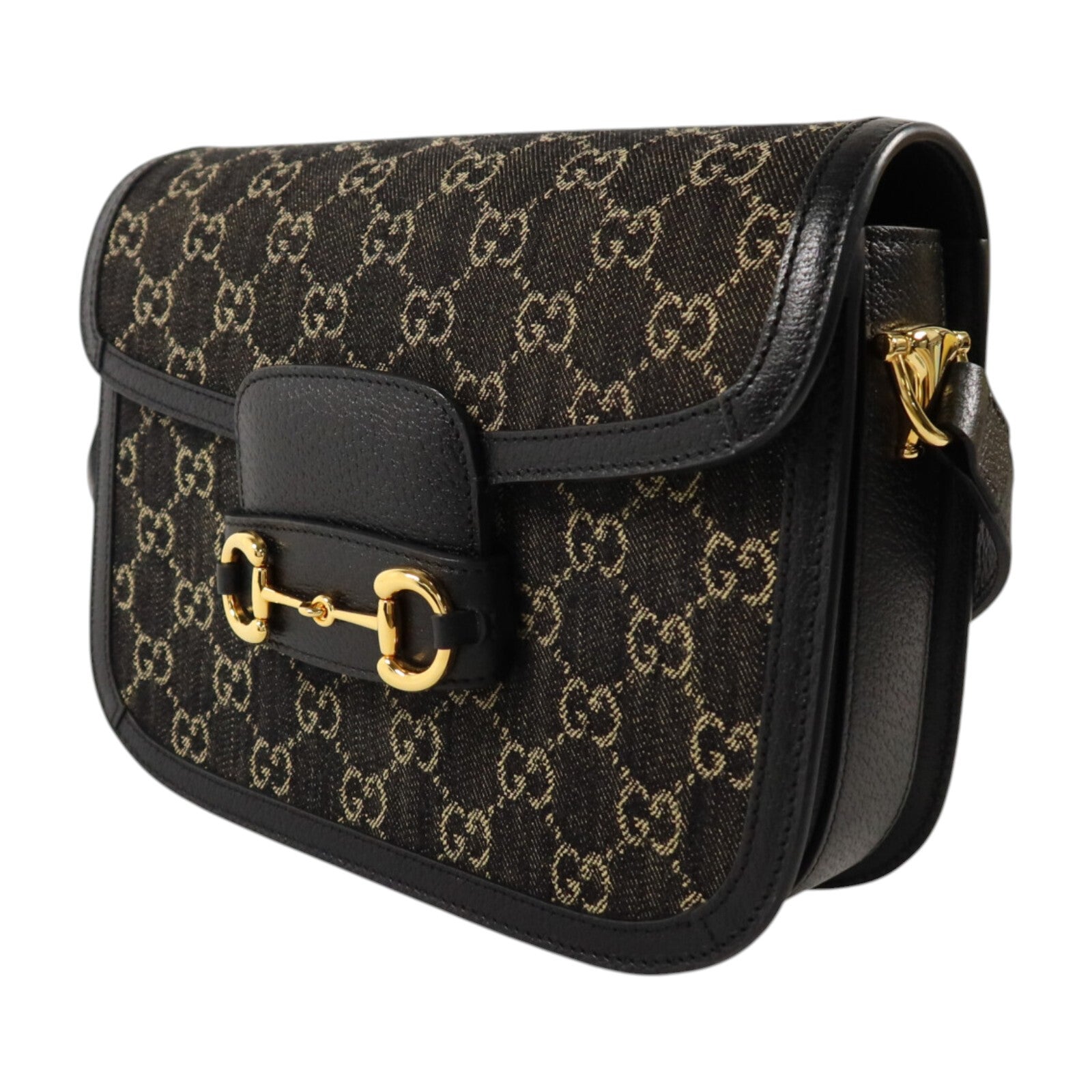 GUCCI GG帆布Horsebit 1955金扣肩背袋