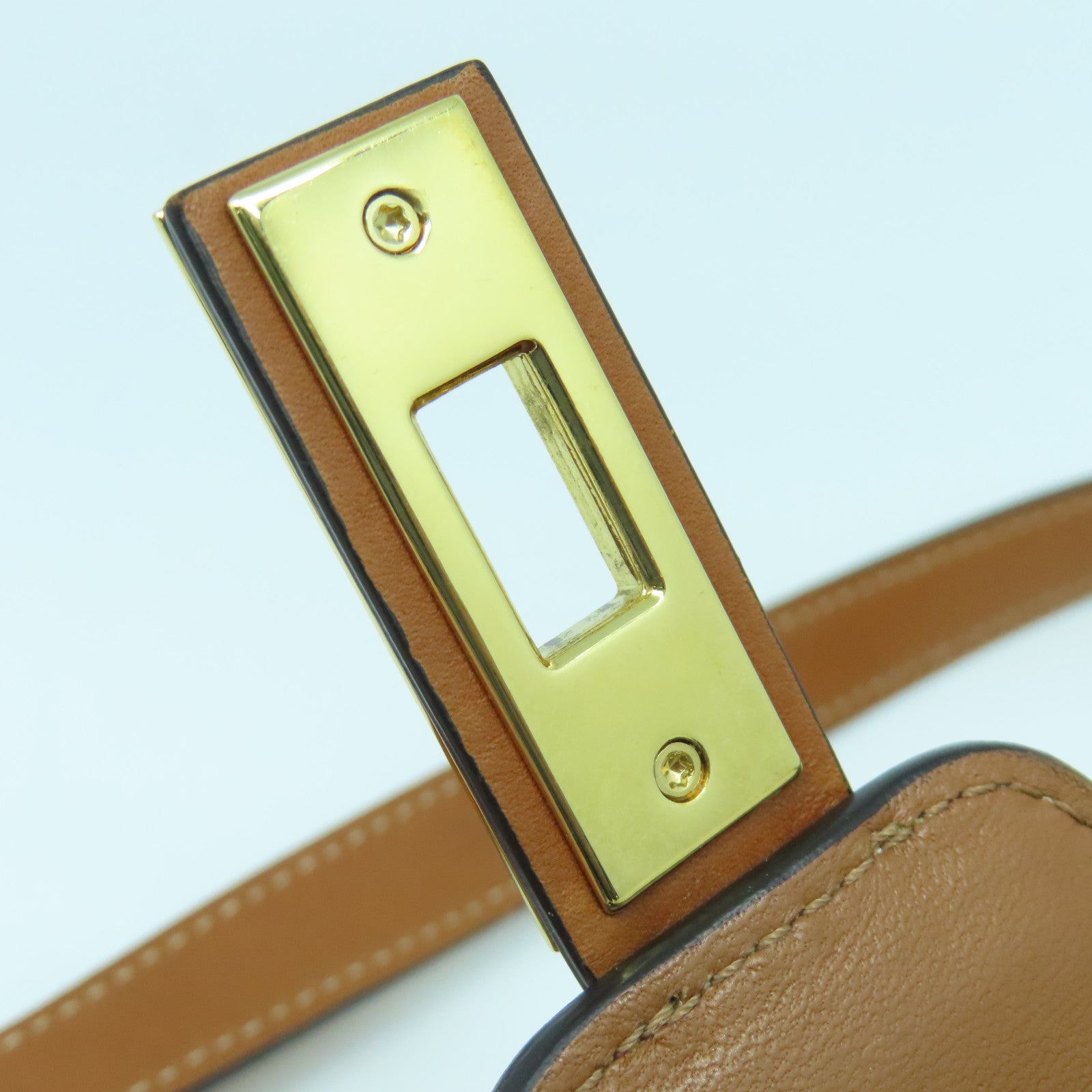 CELINE 牛皮皮革/帆布Shoulder Bag金扣肩背袋啡色/米色