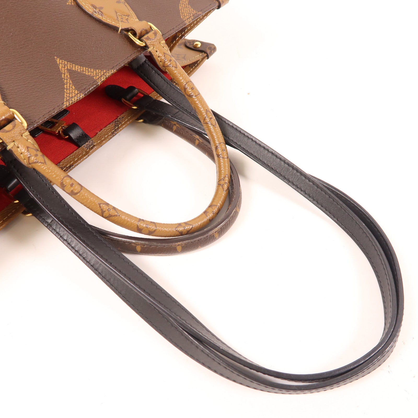 LOUIS VUITTON Monogram On The Go MM金扣手挽肩背兩用袋棕色