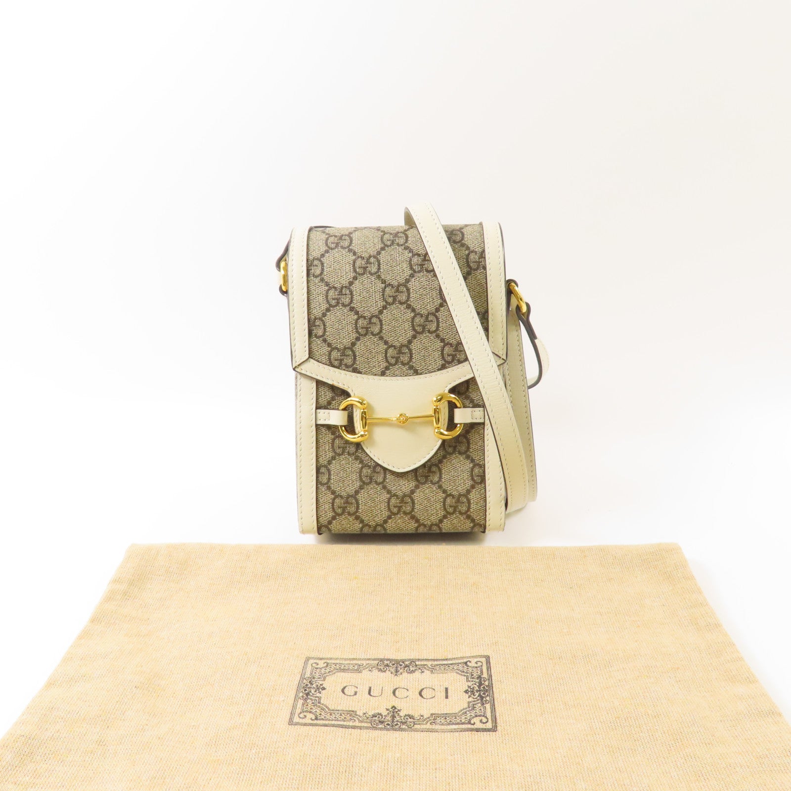 GUCCI GG GHW Horsebit 1955 Mini Shoulder Bag 625615 Coated Canvas Brown