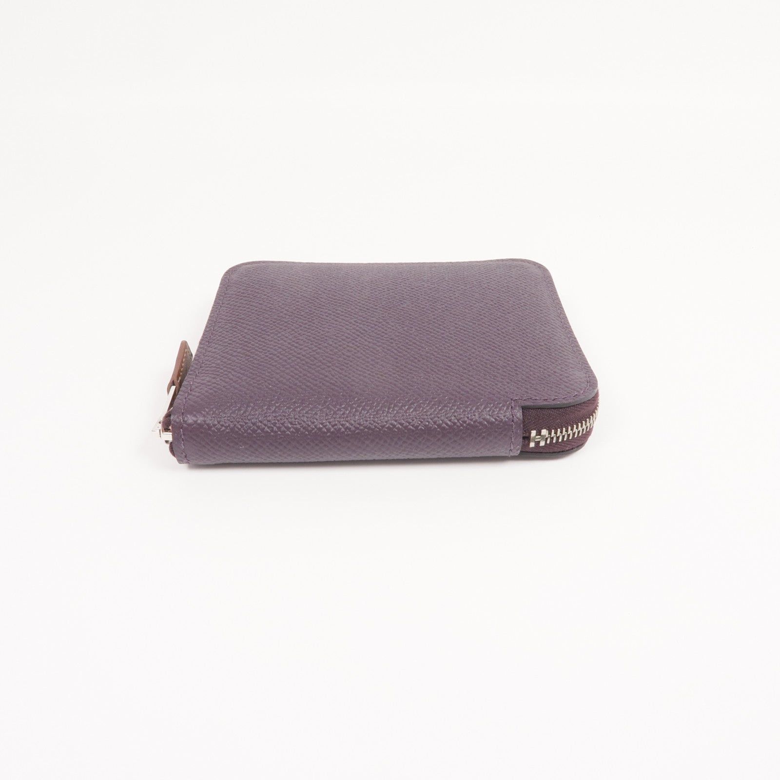 HERMES Epsom皮革Silk'In Compact Wallet銀扣錢包Cassis