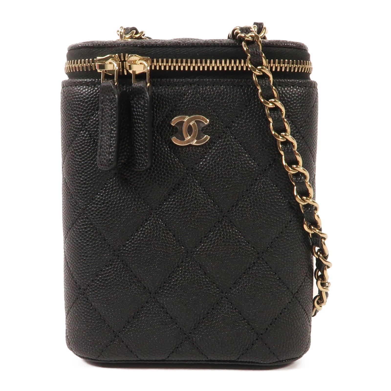 CHANEL 牛皮皮革Mini Gigarette Box金扣鏈帶肩背袋
