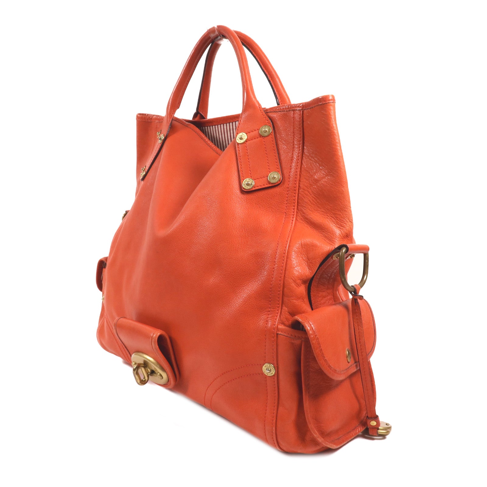 MULBERRY 牛皮皮革Handbag金扣手挽肩背兩用袋