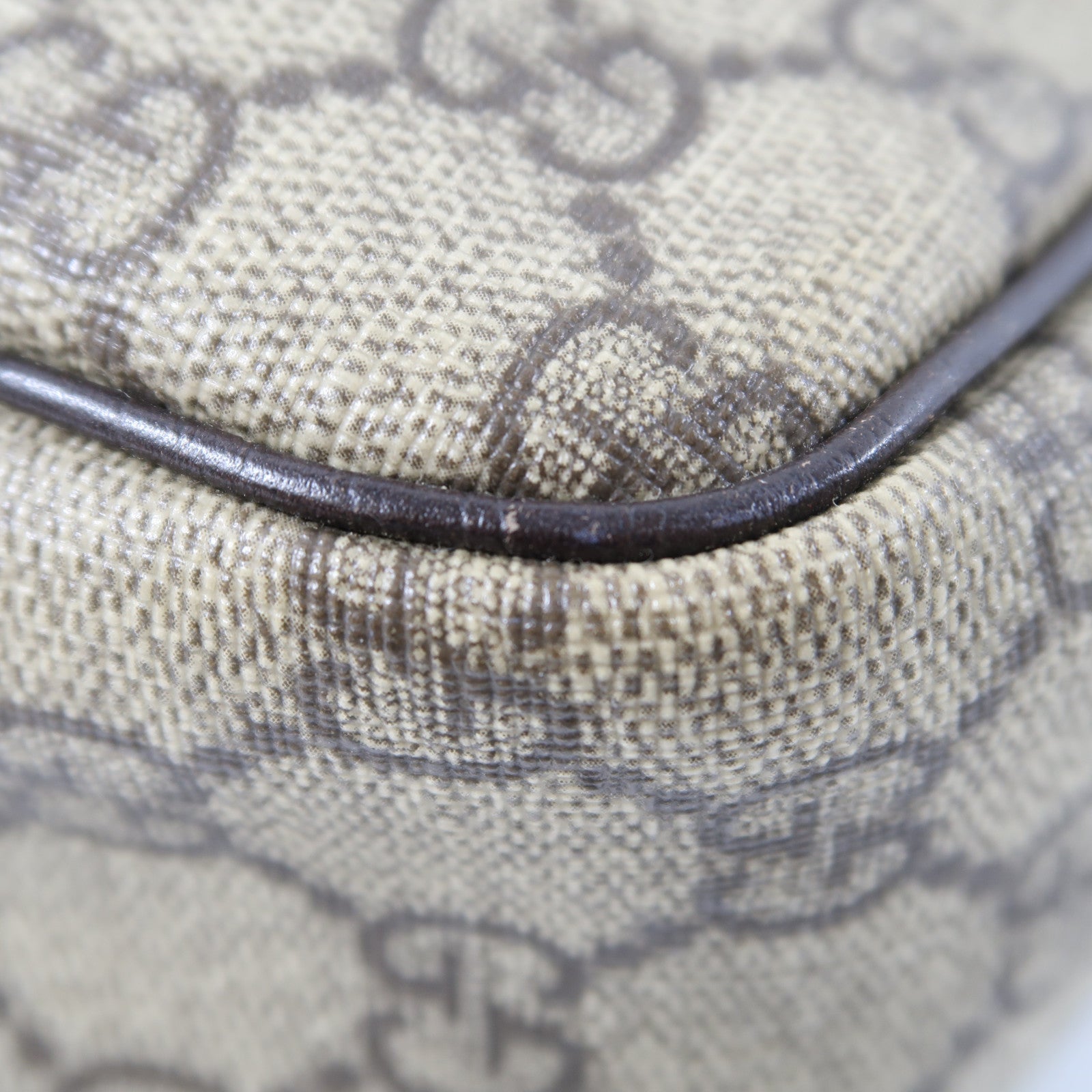 GUCCI 塗層帆布/皮革Shoulder Bag銀扣肩背袋啡色