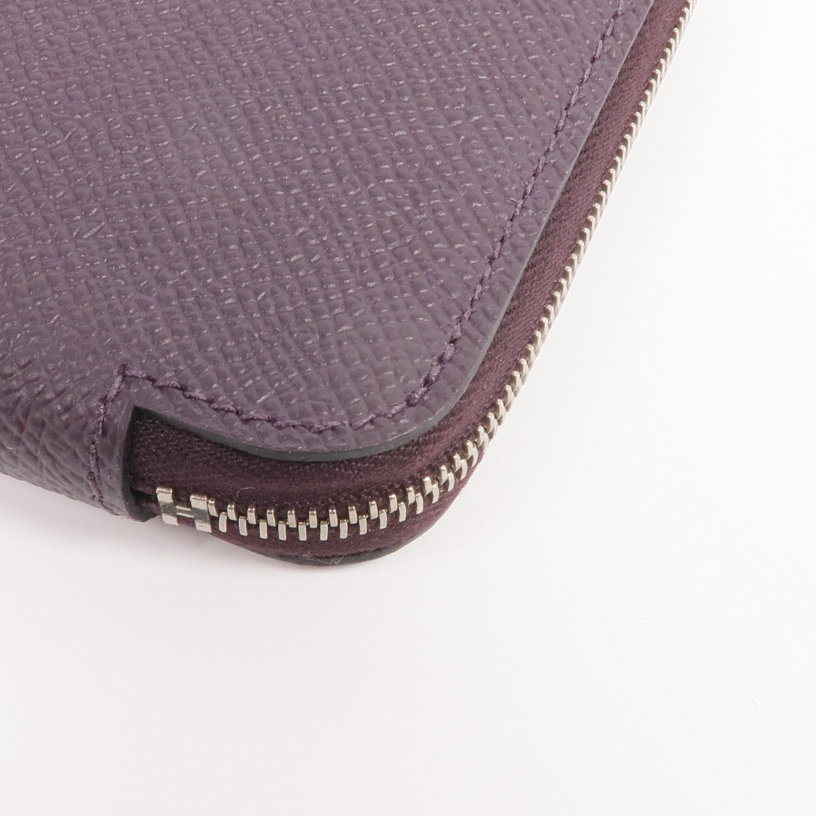 HERMES Epsom皮革Silk'In Compact Wallet銀扣錢包Cassis