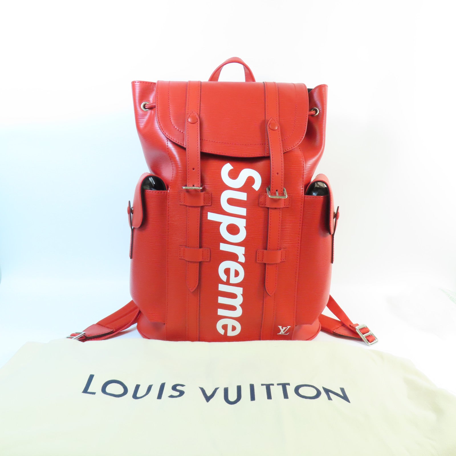 LOUIS VUITTON Epi Supreme Christopher Backpack銀扣背包